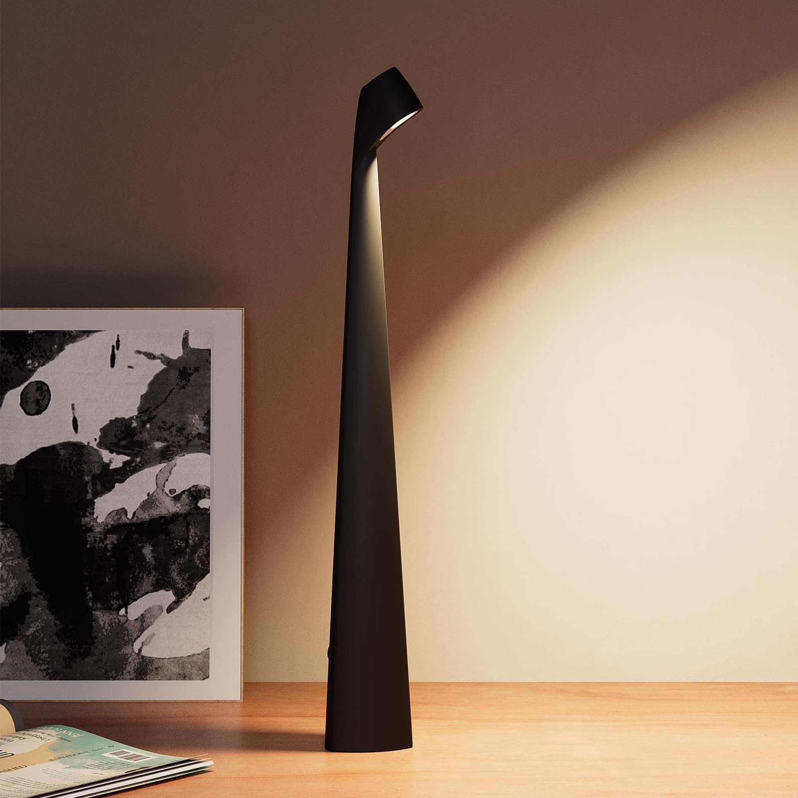 YYXGOOB Cordless Rechargeable Table Lamp, LED Touch Light, Aluminum, Model G, Black