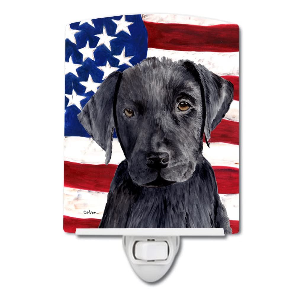 Carolines Treasures Ceramic Night Light, USA Flag, Labrador 9012, 6x4x3 inches, UL-Certified for Bedroom, Bathroom, Nursery, Kitchen