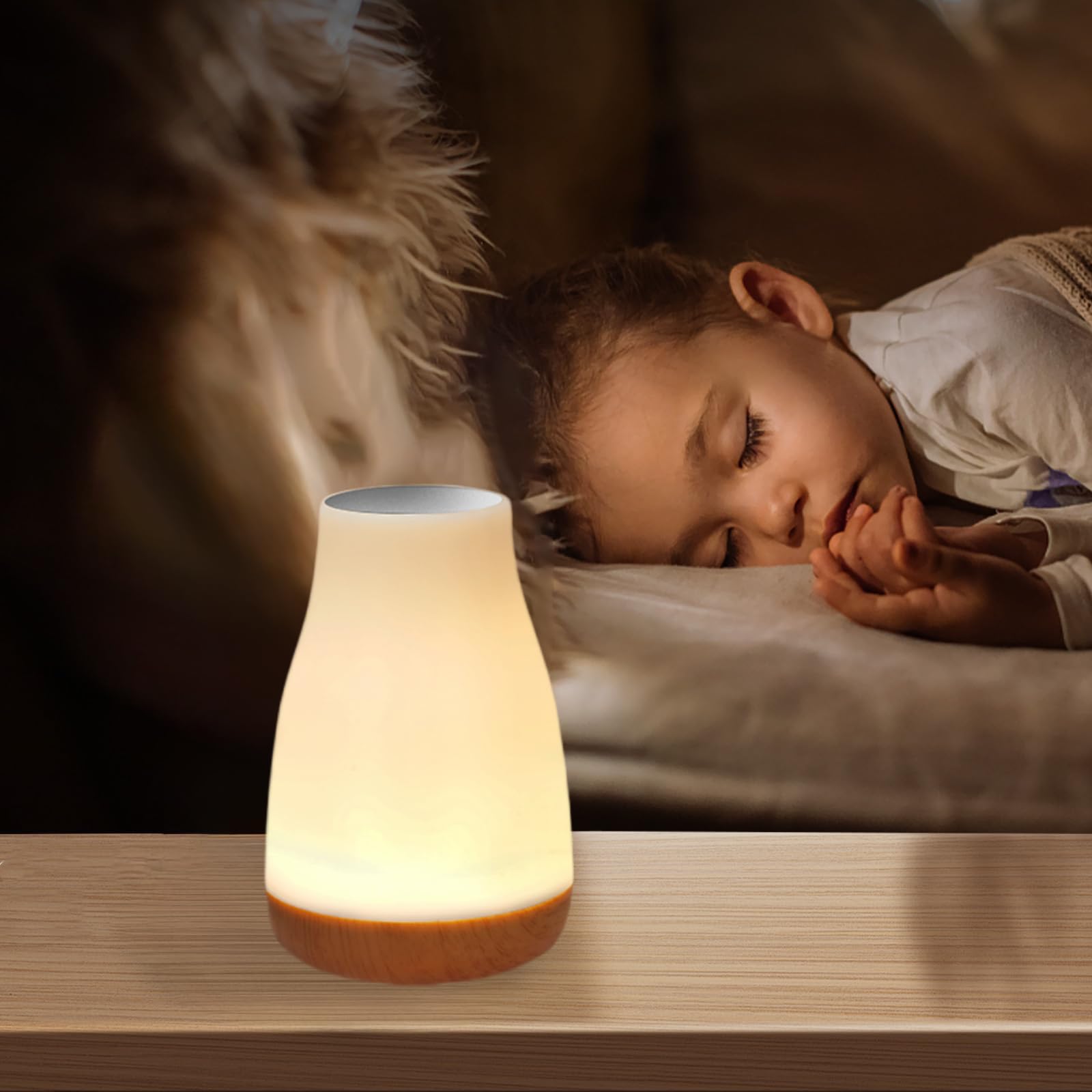 LHYueTong Night Light,13 RGB Colors & 5 Brightness, USB Rechargeable Desk Lamp, Remote Control Dimmable Night Light with RGB Col