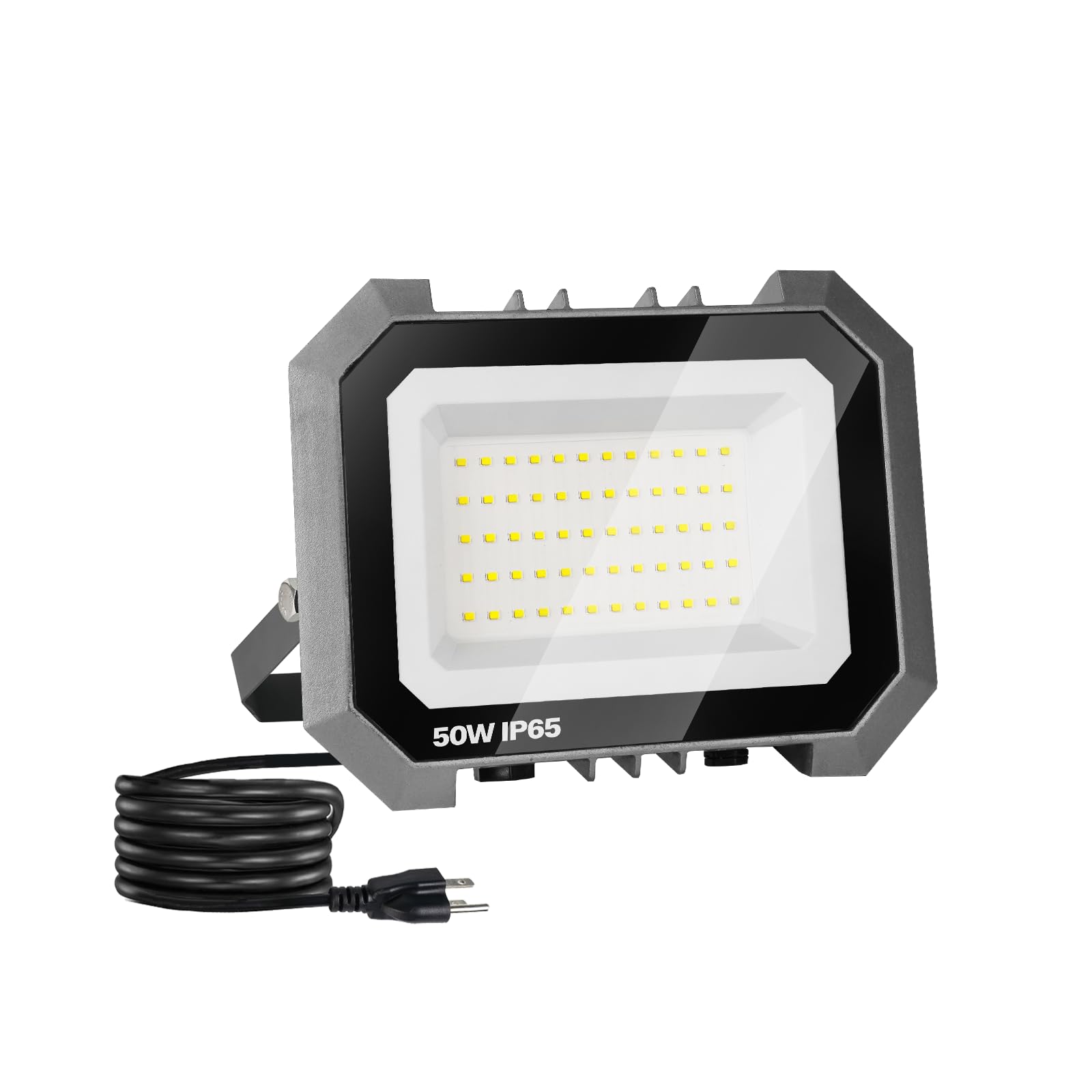 Leddictive 1 Pack LED Flood Lights Outdoor, 50W 5000LM Super Bright Floodlight Outside Work Light with 5.9FT Plug, IP65 Waterpro