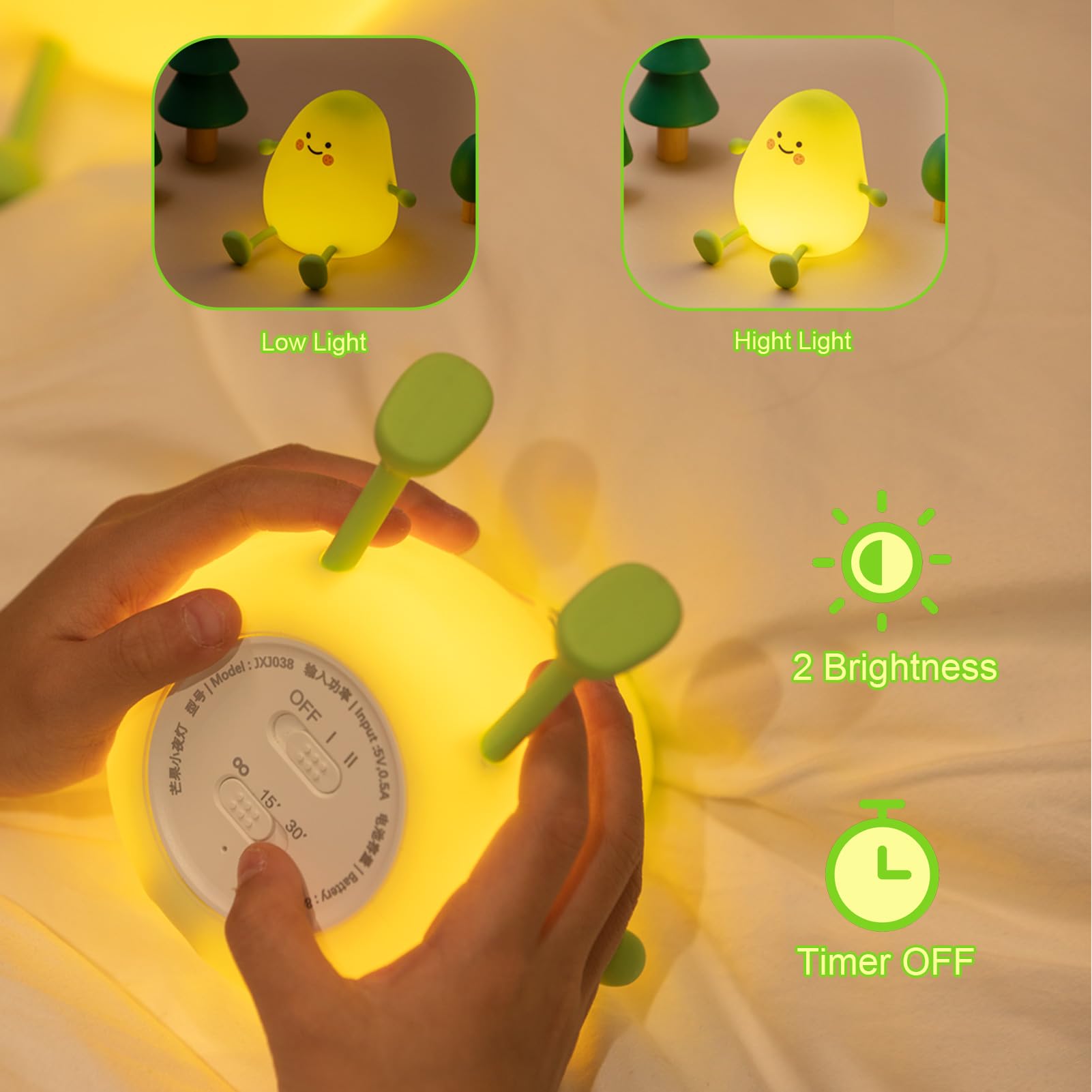 Smoorita Cute Night Light For Kids, Mango Sleep Lamp Warm Light Bedroom Decor Kids Night Light, Silicone Nightlight Baby Nursery