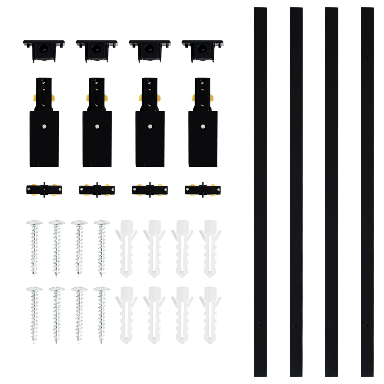 VANoopee H Track Lighting Rails Kit, 13FT H Type Track Rails Black with End Caps and Live End Feed Connector, Compatible with Si