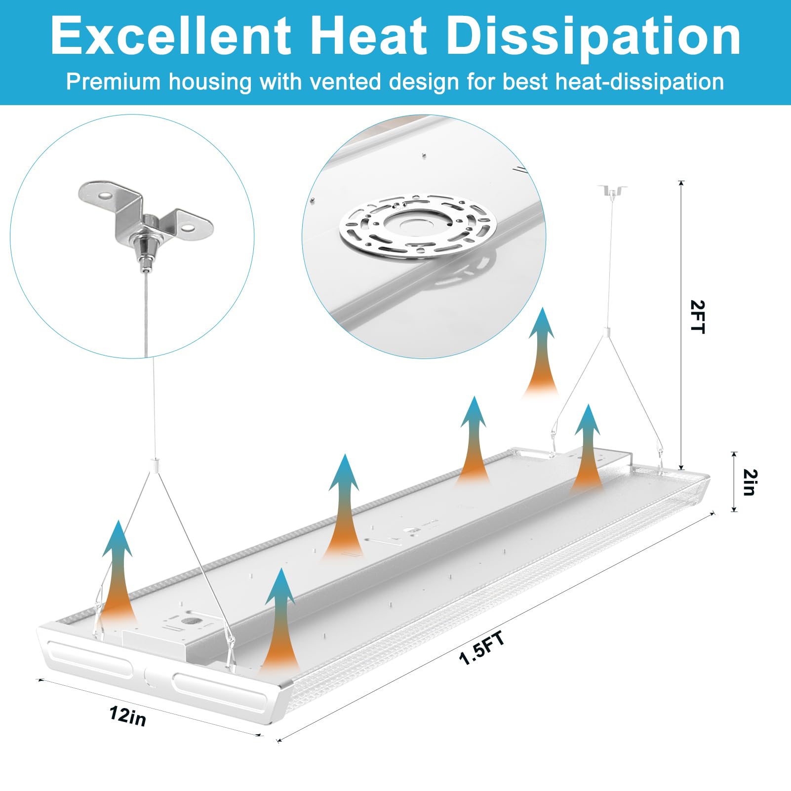 Lightdot 1.5Ft Led High Bay Shop Lights, 100-277V ?Driver Equipped, 5 Years? 150W 21000Lm [Eqv. 600W Mh/Hps] 5000K Diamond Diffu