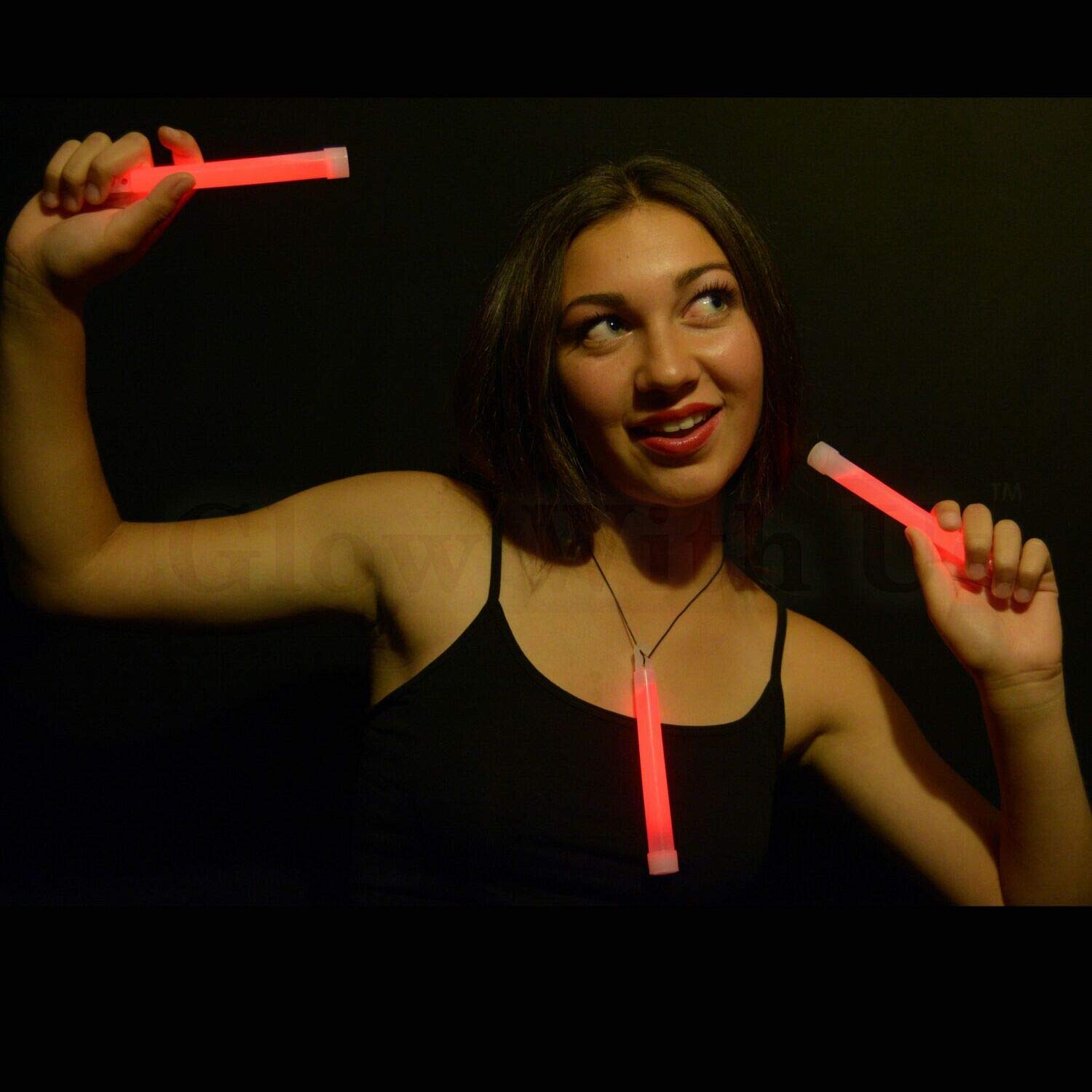 Glow Sticks Bulk Wholesale, 25 6” Industrial Grade Red Light Sticks. Bright Color, Glow 12-14 Hrs, Safety Glow Stick With 3-Year Shelf Life, Glowwithus Brand