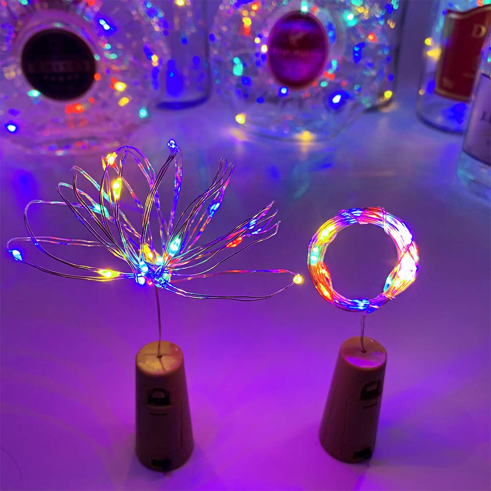Mumuxi Wine Bottle Lights With Cork Switch [10 Pack] | Easy-To-Use 3.3Ft 20 Led Bottle Lights | Universal Size Cork Lights For Wine Bottles Liquor Bottles Christmas Lights Indoor Outdoor, Multicolor