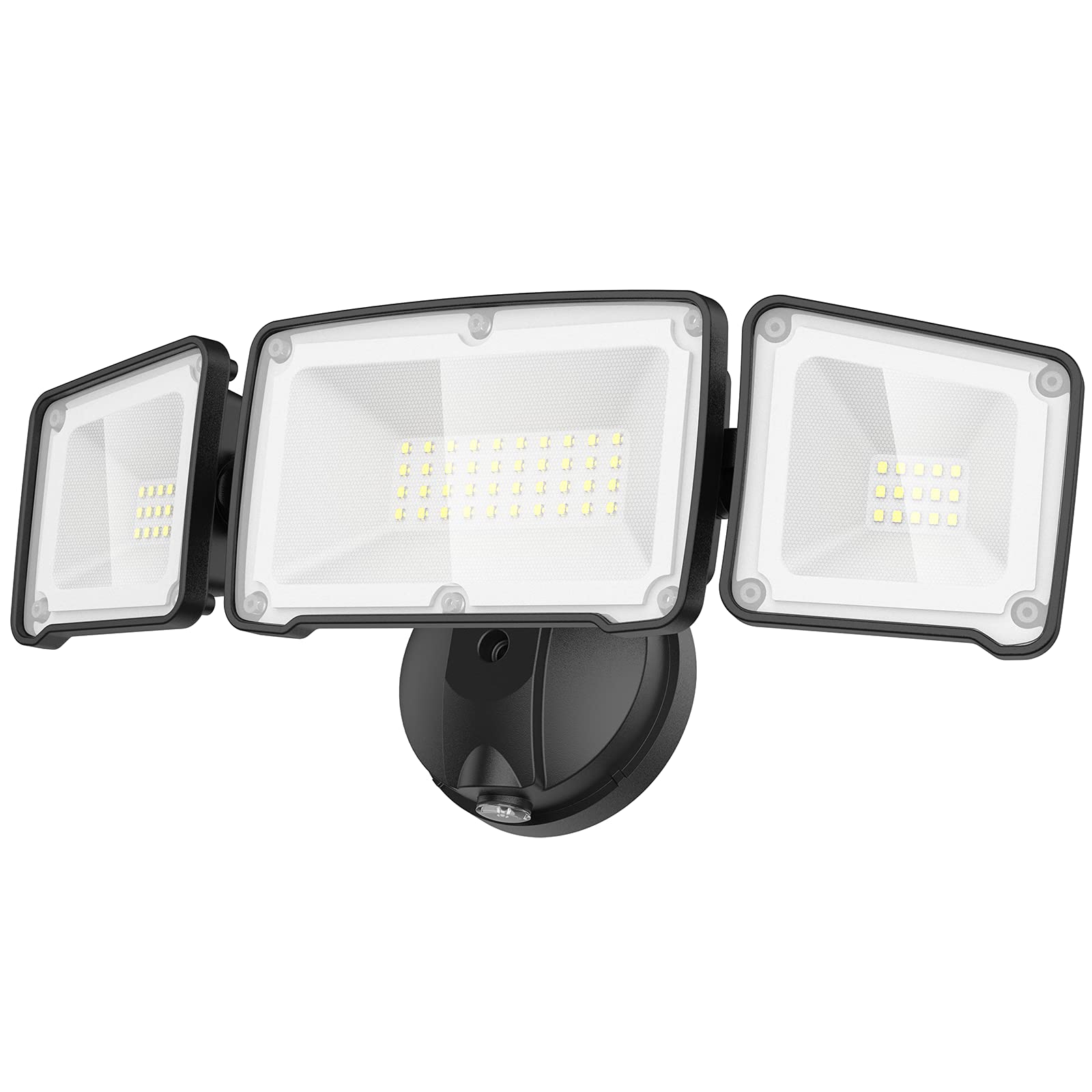 Lepower 3500Lm Dusk To Dawn Led Security Light, 35W, 3 Heads, Ip65 Waterproof, Black, Model Yy02B-Bl