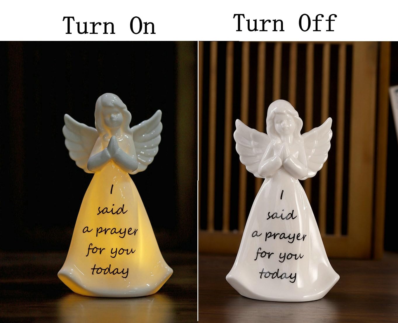 Adavas.Y&G Ceramic Angel Night Light A Prayer Angel Figurine With Led Light Best Gift For Your Loved Ones (Prayer)