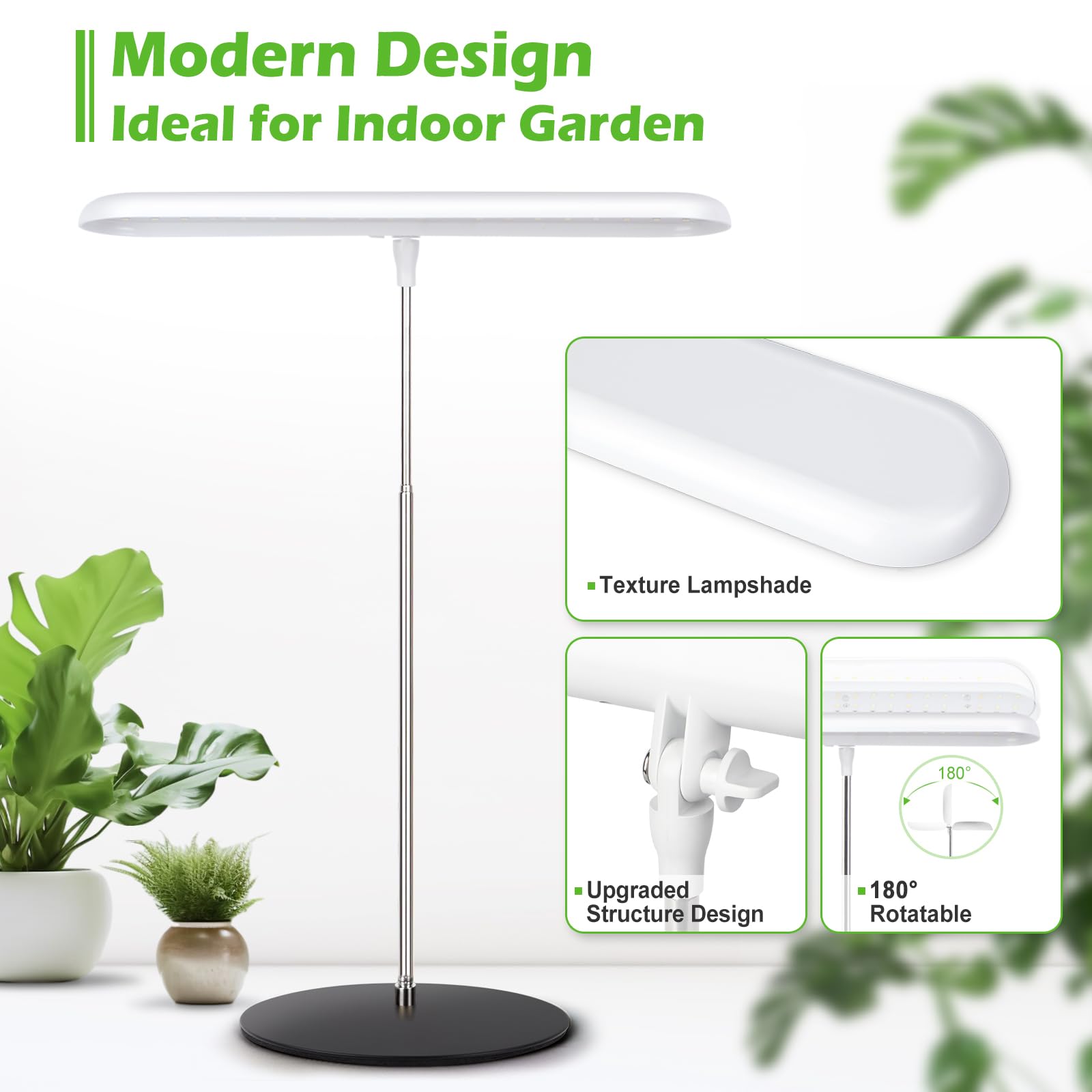 Foxgarden® Grow Light, Full Spectrum Desktop Grow Lamp With Base, Bright Led Plant Light With Auto On/Off Timer 4/8/12H, 4 Dimmable Brightness, Height Adjustable, Ideal For Indoor Plants, 2 Packs