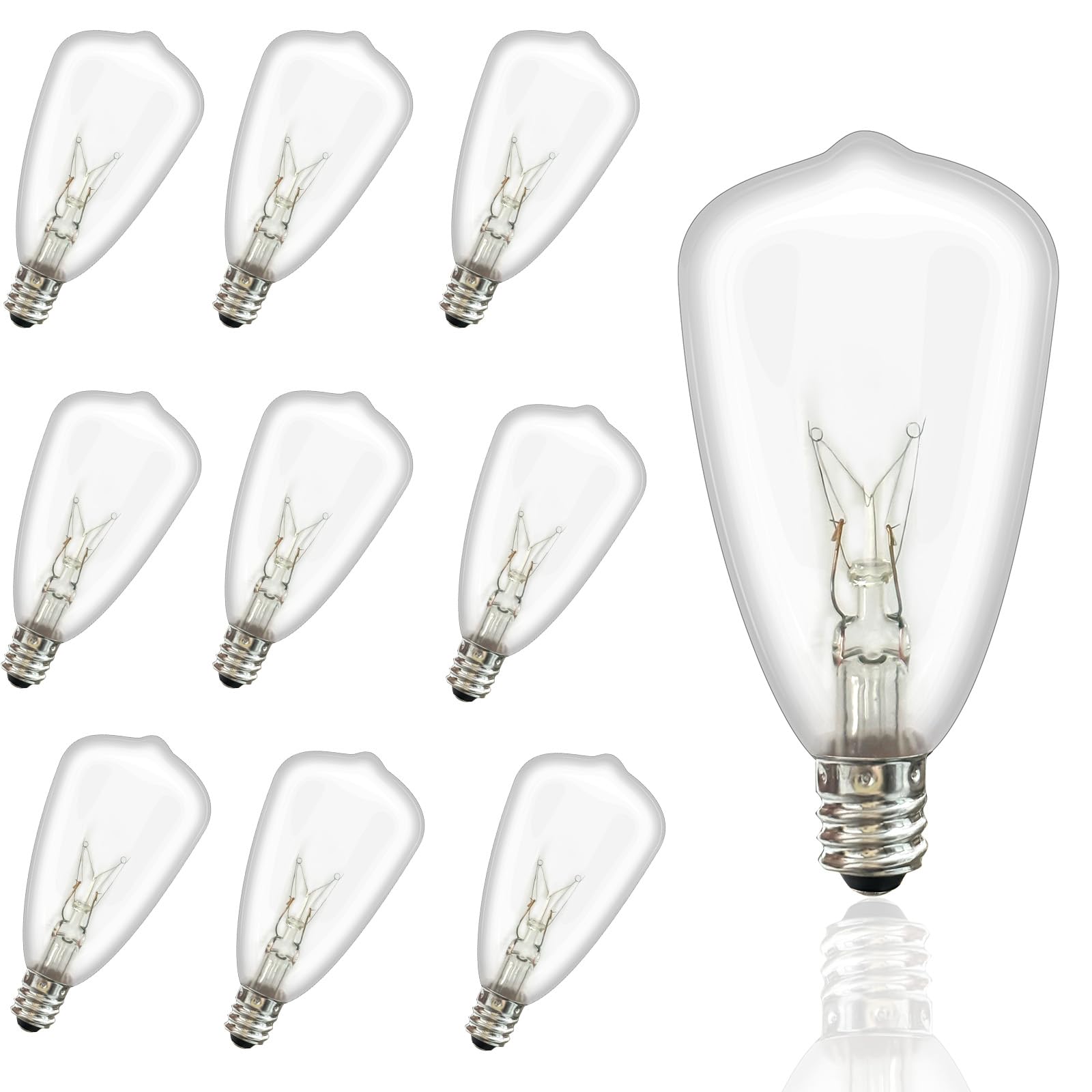 Romasaty 10-Pack St35 Light Bulbs Replacement Edison Clear Bulbs -5 Watts C7/E12 Screw Base For Indoor/Outdoor Patio String Ligh