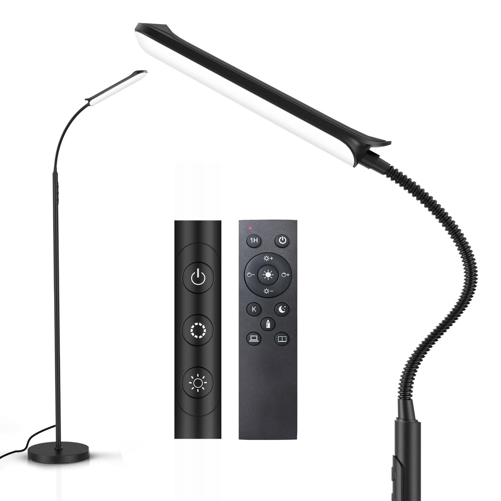 Yikuneng Dimmable Led Floor Lamp - Remote & Touch Control, 2700K-6500K, Super Bright Reading Light