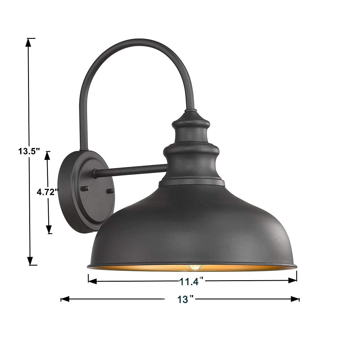 Bestshared Outdoor Wall Sconce - Vintage Black Metal Barn Light, 11.4" Industrial Fixture for Porch, Entryway, Garage