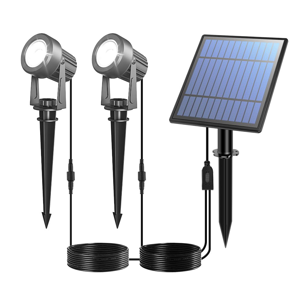 APONUO Solar Spot Lights Outdoor 2-in-1 Solar Landscape Lighting Dusk to Dawn Solar Uplights IP65 Waterproof 9.8ft Cable Outdoor