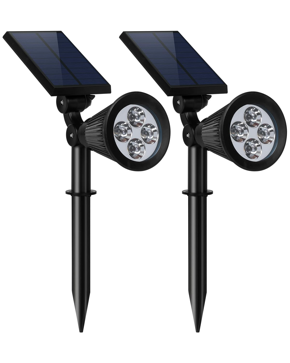 Falove Solar Lights, 2-In-1 Waterproof 4 Led Solar Spotlight Adjustable Wall Light Landscape Light Security Lighting Dark Sensin