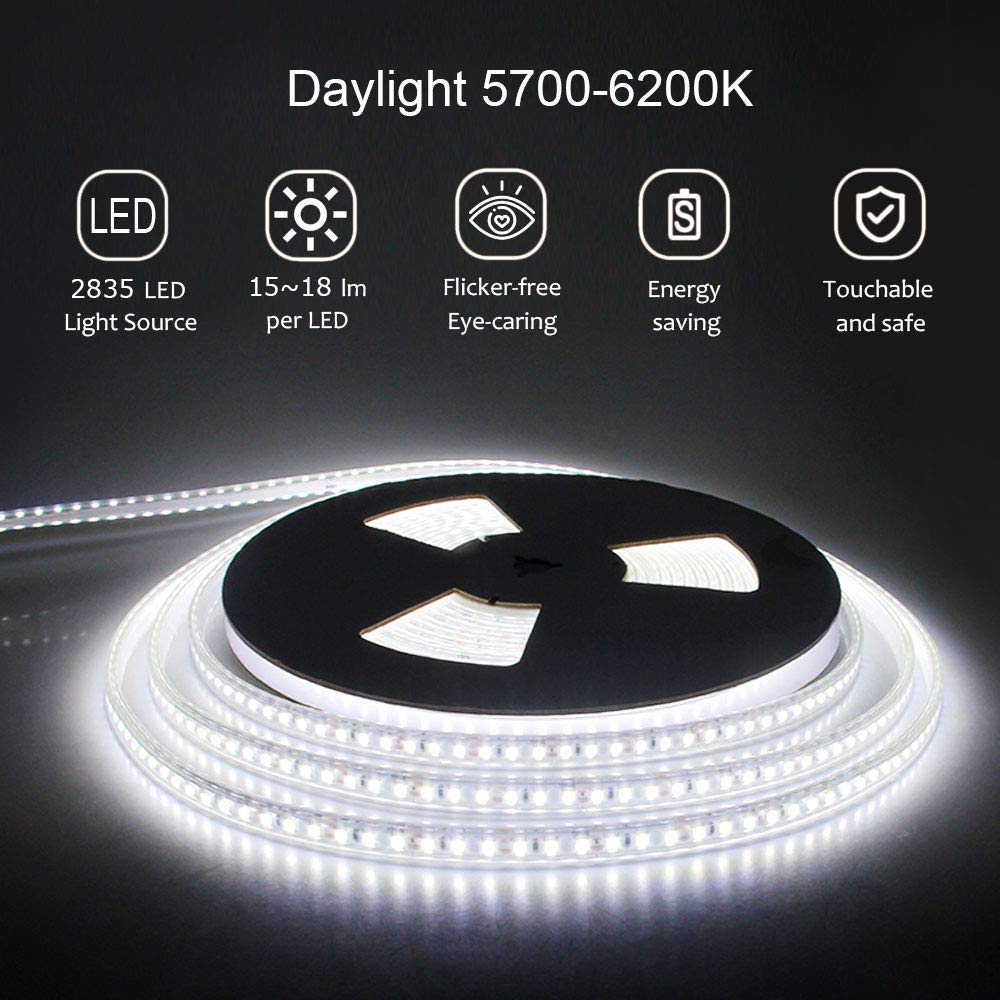 ALITOVE 24V LED Strip Lights, 32.8ft, 1200 LEDs, Waterproof, Daylight White, SMD 2835, Model 817bfbe4-485