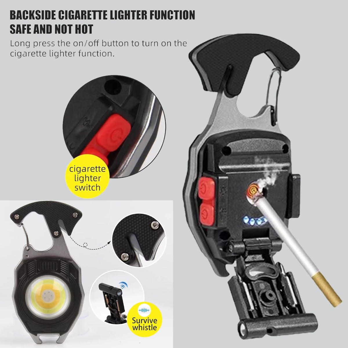 Cob Keychain Work Light Keychain Flashlights 7 Light Modes 1600Lumen,Portable Usb Rechargeable Cob Work Light Emergency Light Wi