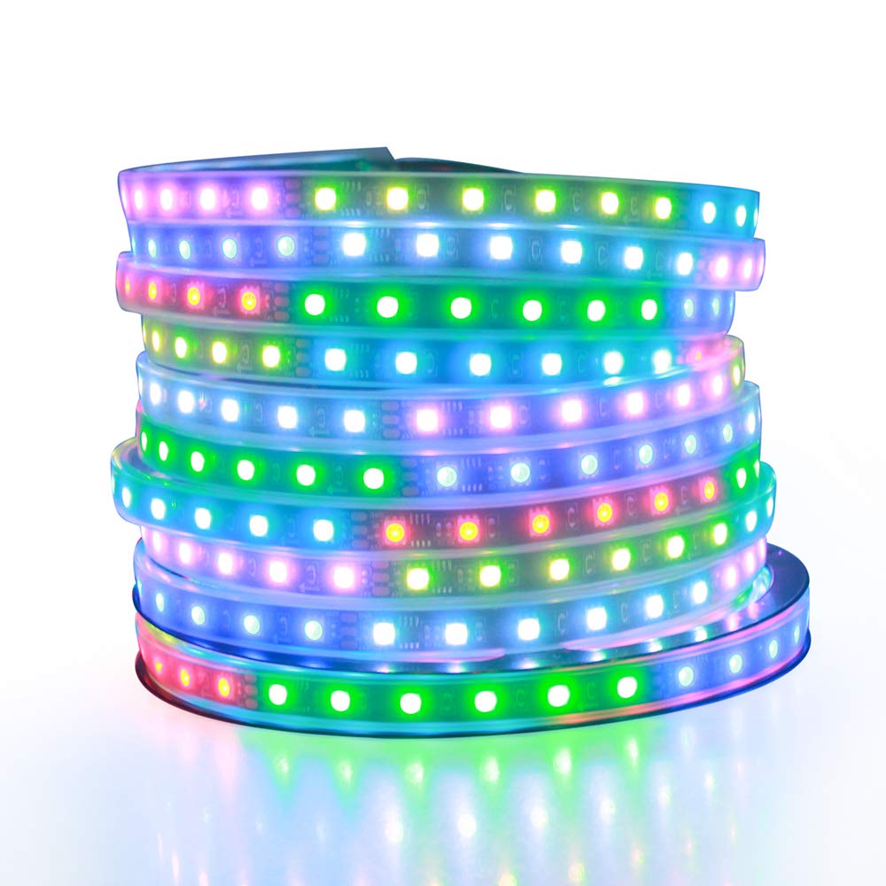 ALITOVE 32.8ft Addressable RGB LED Strip Light WS2811 Dream Color Digital Programmable Flexible LED Pixel Tape Light 24V 10m 600