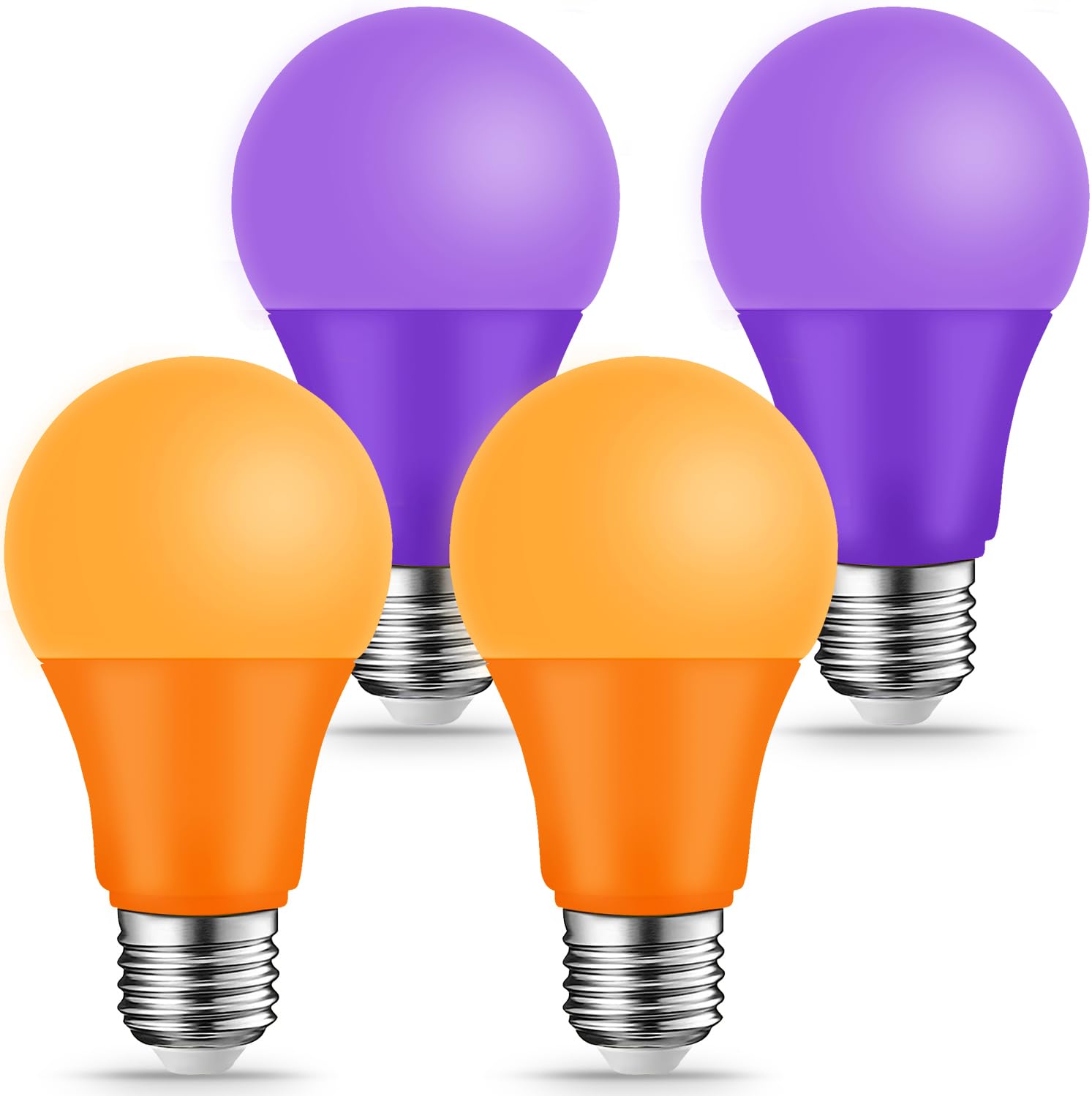 Kqhben Orange Purple Light Bulbs - [ 4 Pack ]- 9W(60W Equivalent) E26 Base Led Halloween Light Bulb For Festivals Party Hallowee