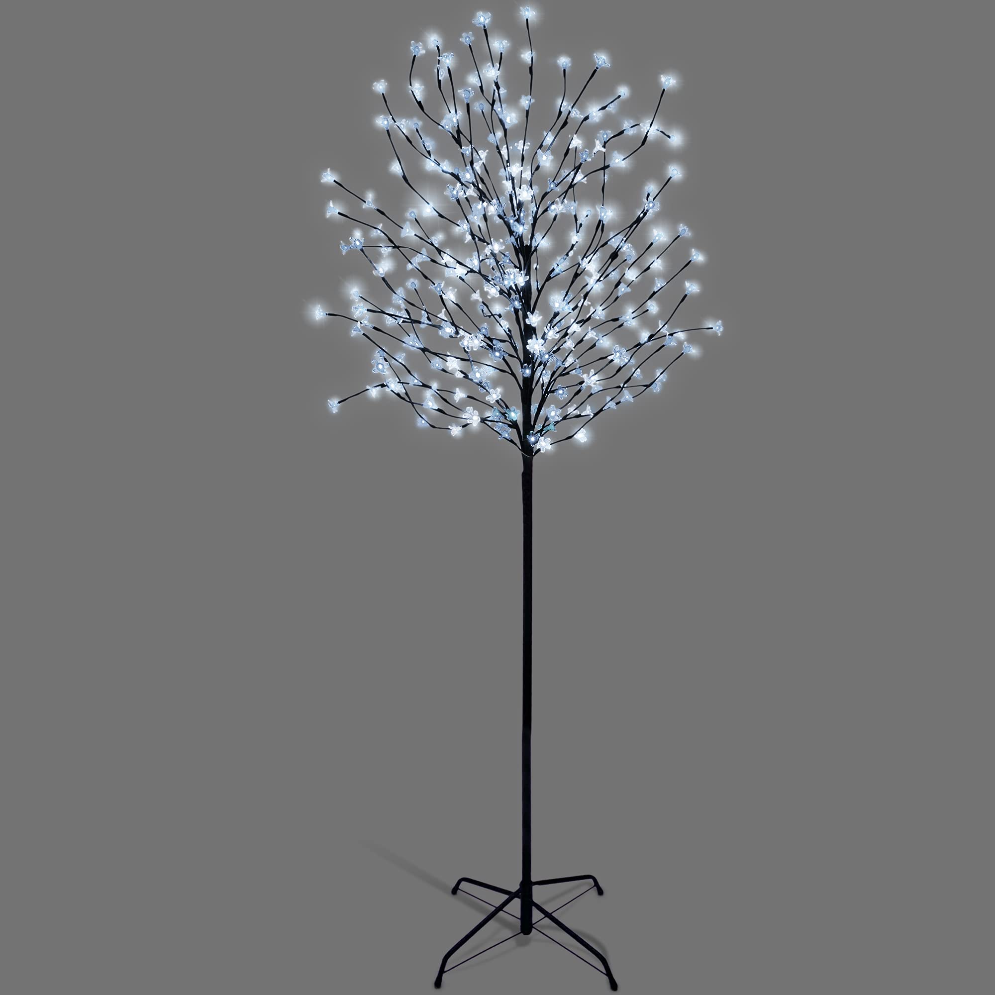 Netta Led Cherry Blossom Tree 5Ft, Pre-Lit 250 Lights, Auto-Off Timer And 8 Functions, Indoor Or Outdoor Use - Cool White