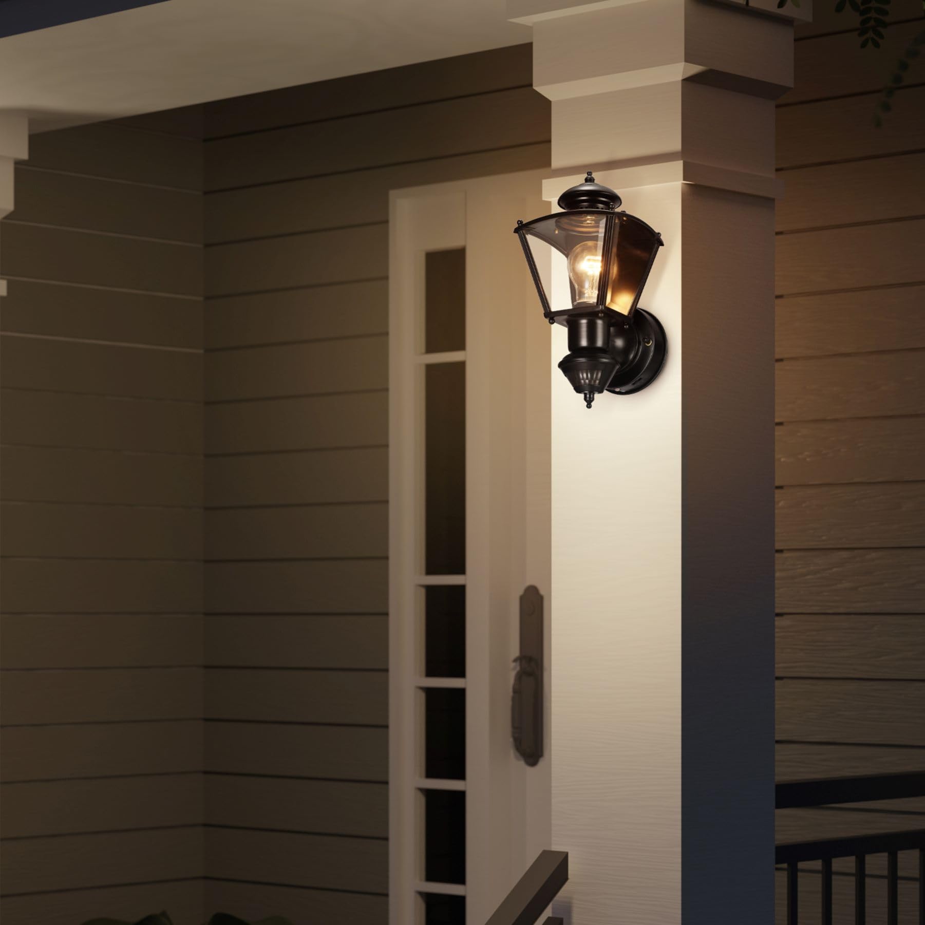 Heath Hz-4150-Bk Zenith Motion-Activated Four-Sided Coach Light, Black Brass