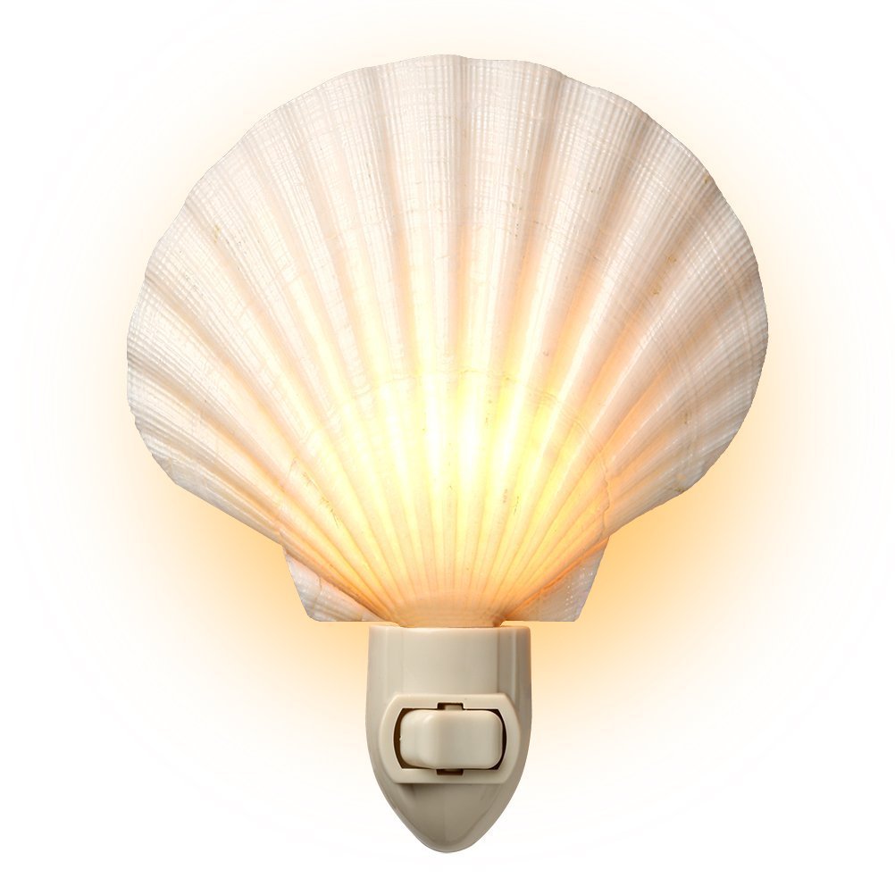 Tumbler Home Real Sea Shell Beach Night Light, Natural, White, 1-Pack, Model 1shelllight