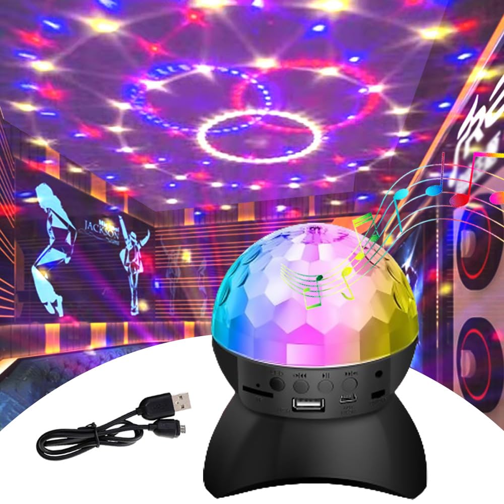 Disco Ball Light, RGB Stage Lights with Bluetooth Speaker DJ Strobe Light, Portable Party Lights for Holiday Xmas KTV Club Pub S