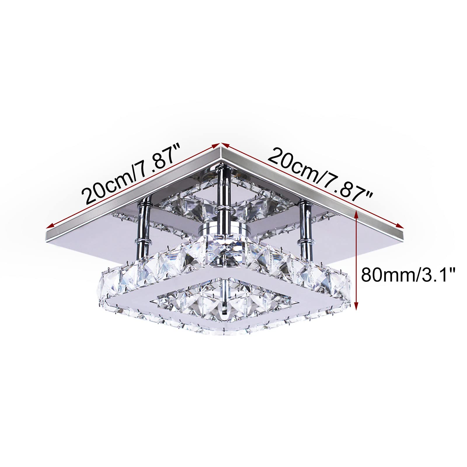 diisunbihuo Small LED Chandelier Semi Flush Mount Crystal Lamp, Warm Color, Model lamp28, Ideal for Bedrooms and Dining Rooms
