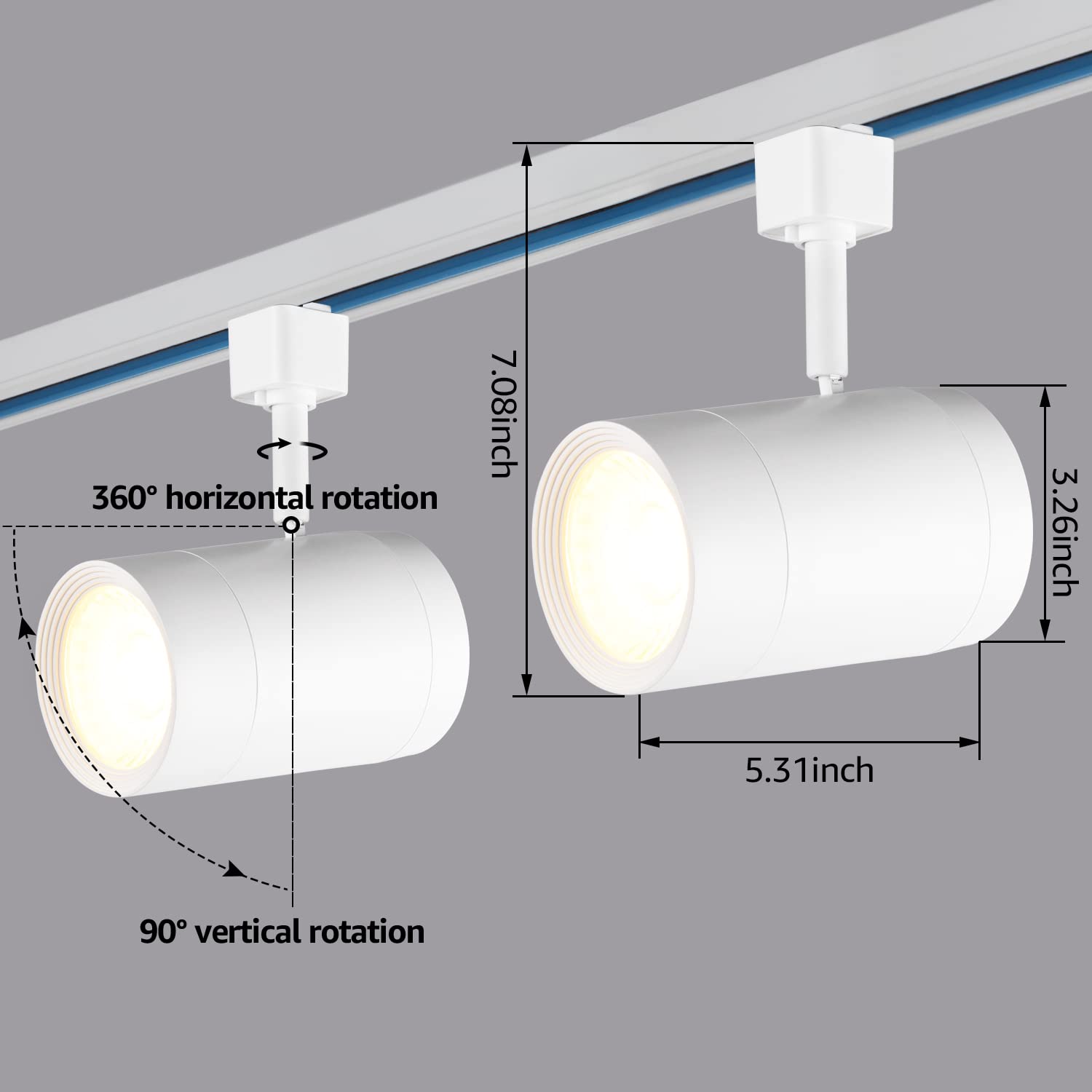 LEONLITE LED Track Lighting Heads, 17.5W, Dimmable, 1200LM, 3000K Warm White, 7.08 Inch, Model DBTL-D