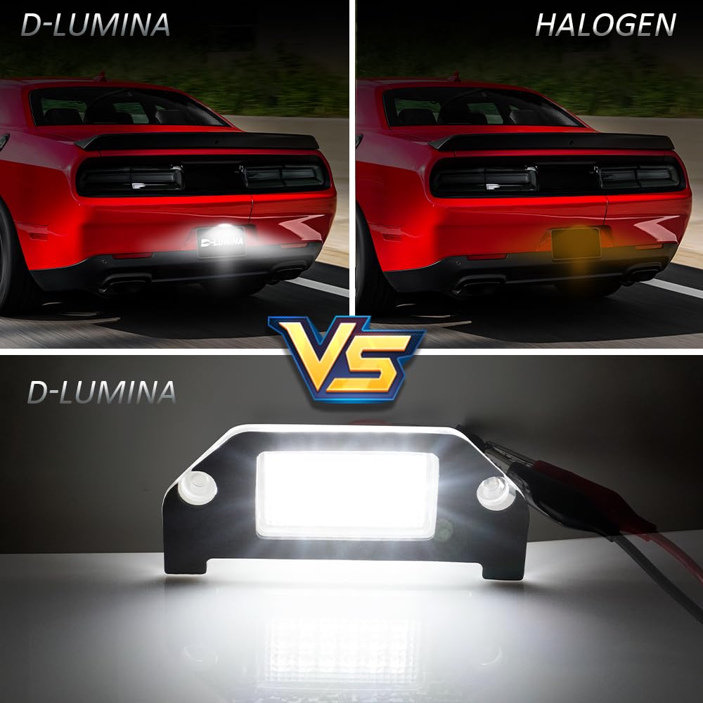 D-Lumina LED License Plate Light for 2005-2014 Dodge Charger, Challenger, Chrysler 300, 6000K White, ABS Plastic, Pack of 1