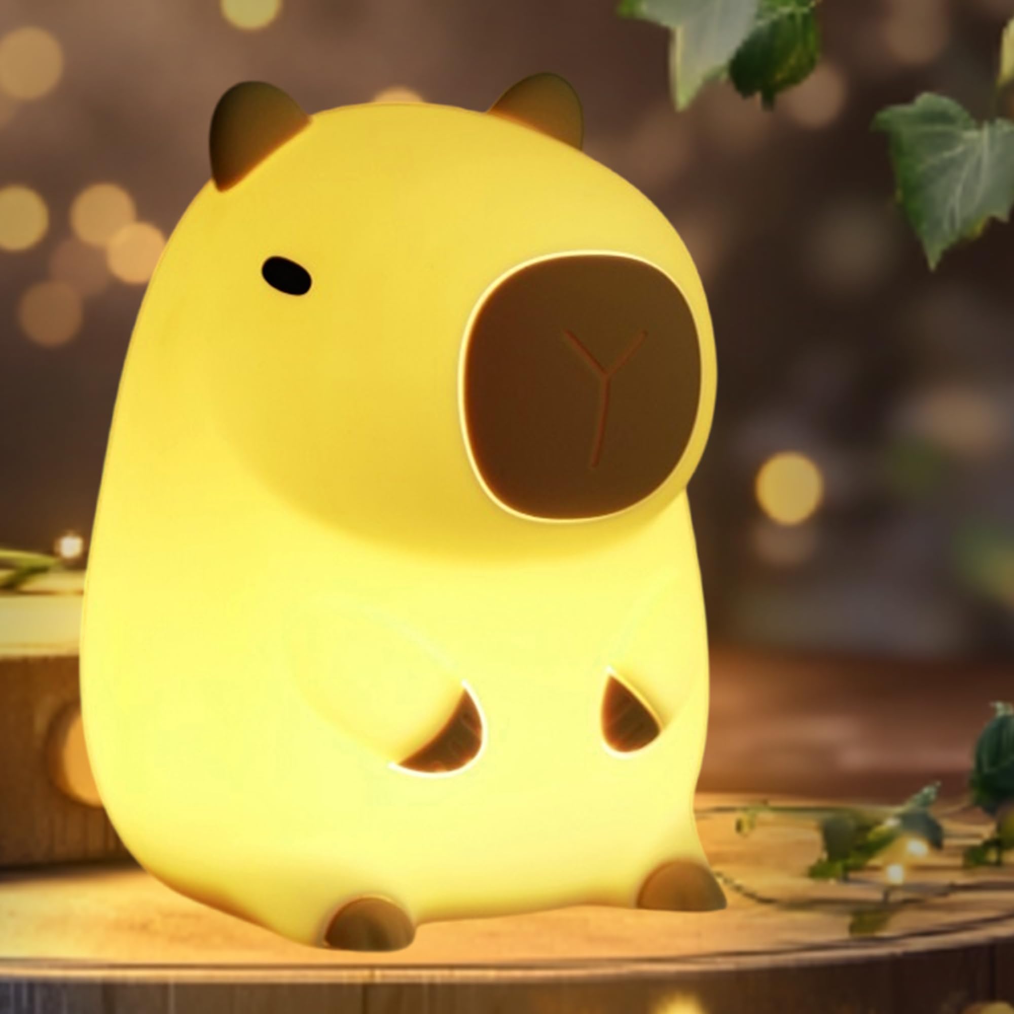 BemeedLigt Capybara Night Light,Cute Silicone Squishy LED Animal Lamp,Dimmable Nursery Nightlight,Rechargeable Bedside Table Lam