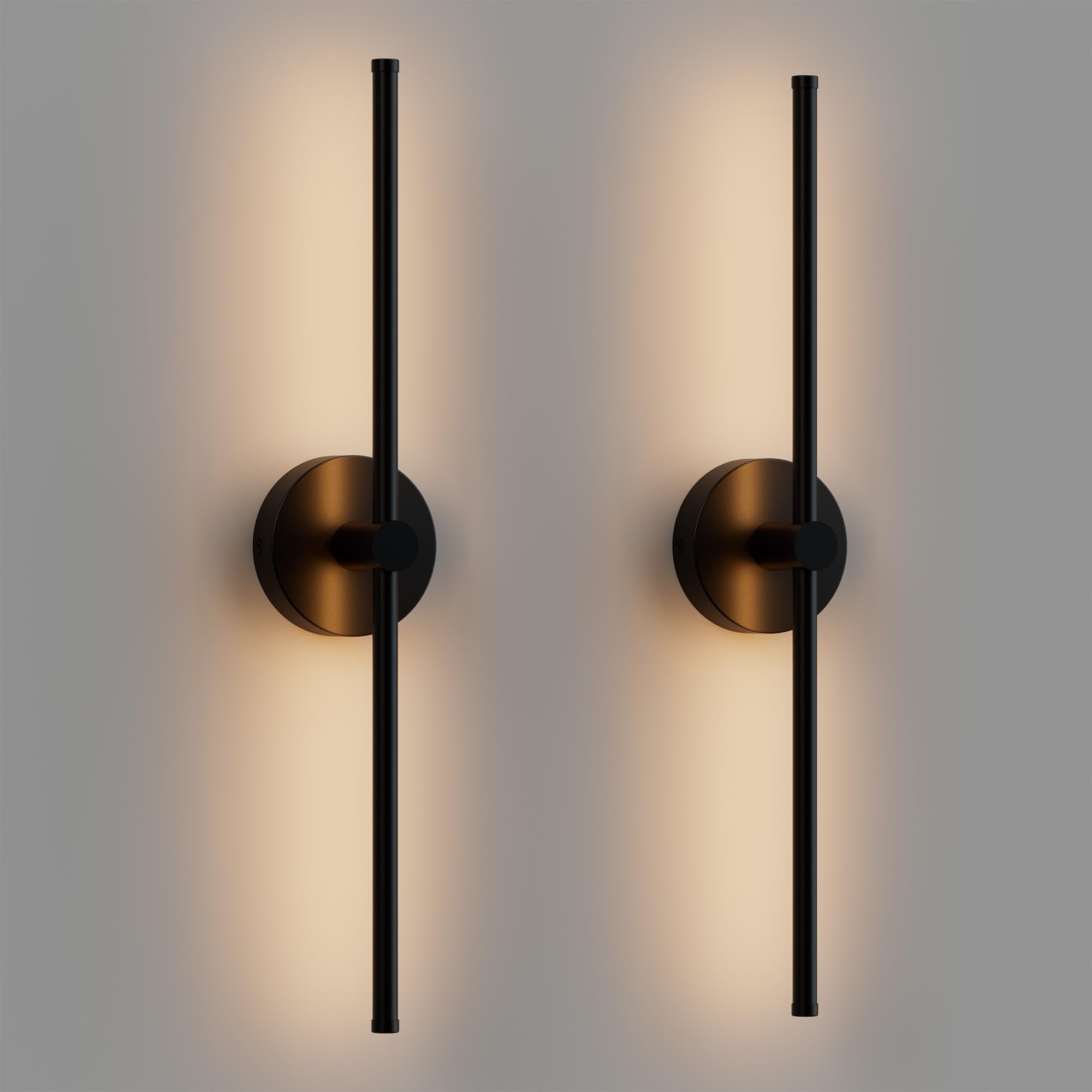 ZAGO 24 Inch LED Indoor Linear Wall Sconces Set of Two, 3CCT Switchable, Matte Black, Hardwired and Wall Mounted, Dimmable for L