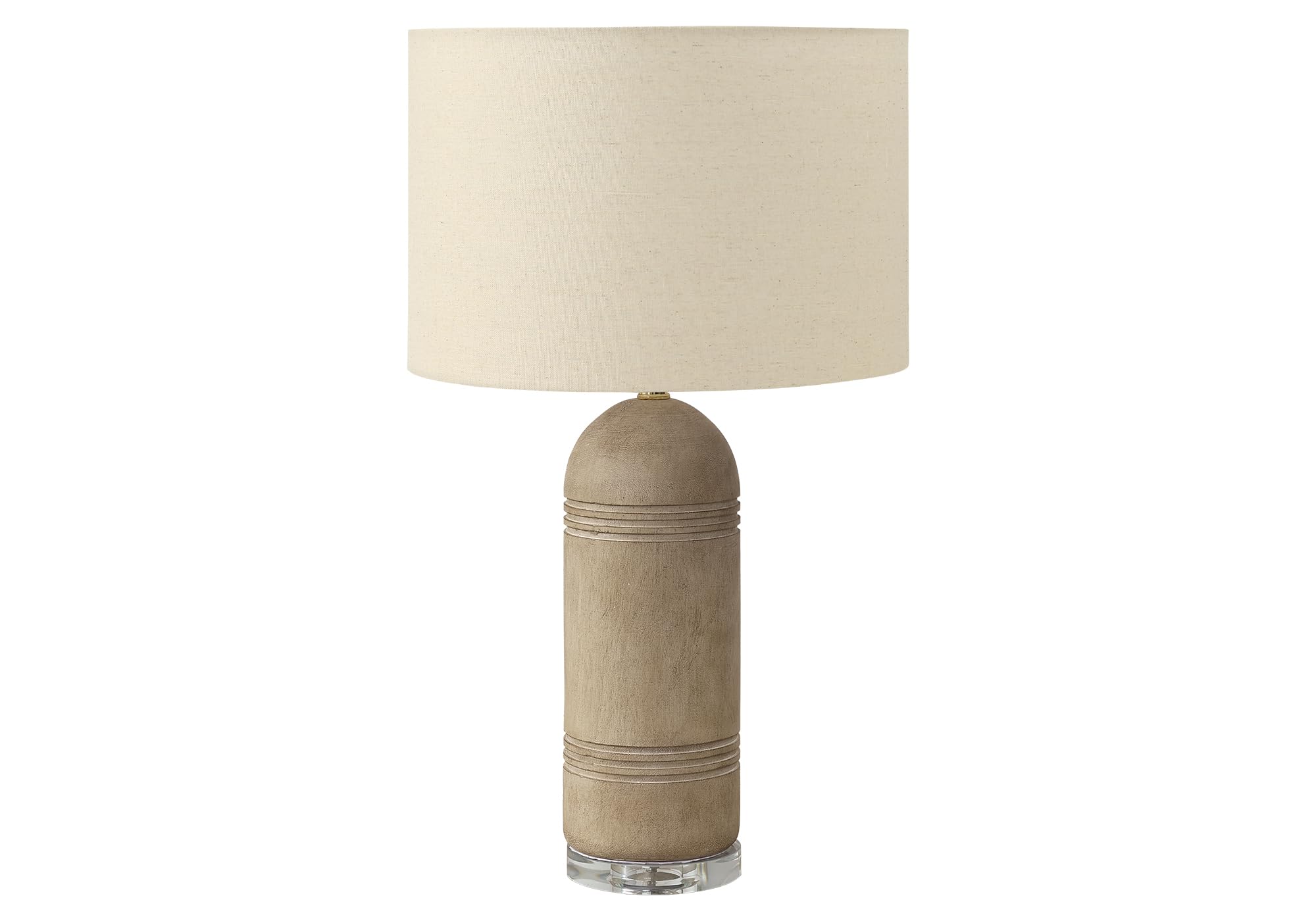 Monarch Specialties Table Lamp I 9915, 28in H, Brown Resin, Beige Shade, Contemporary Design, 16inL x 16inW