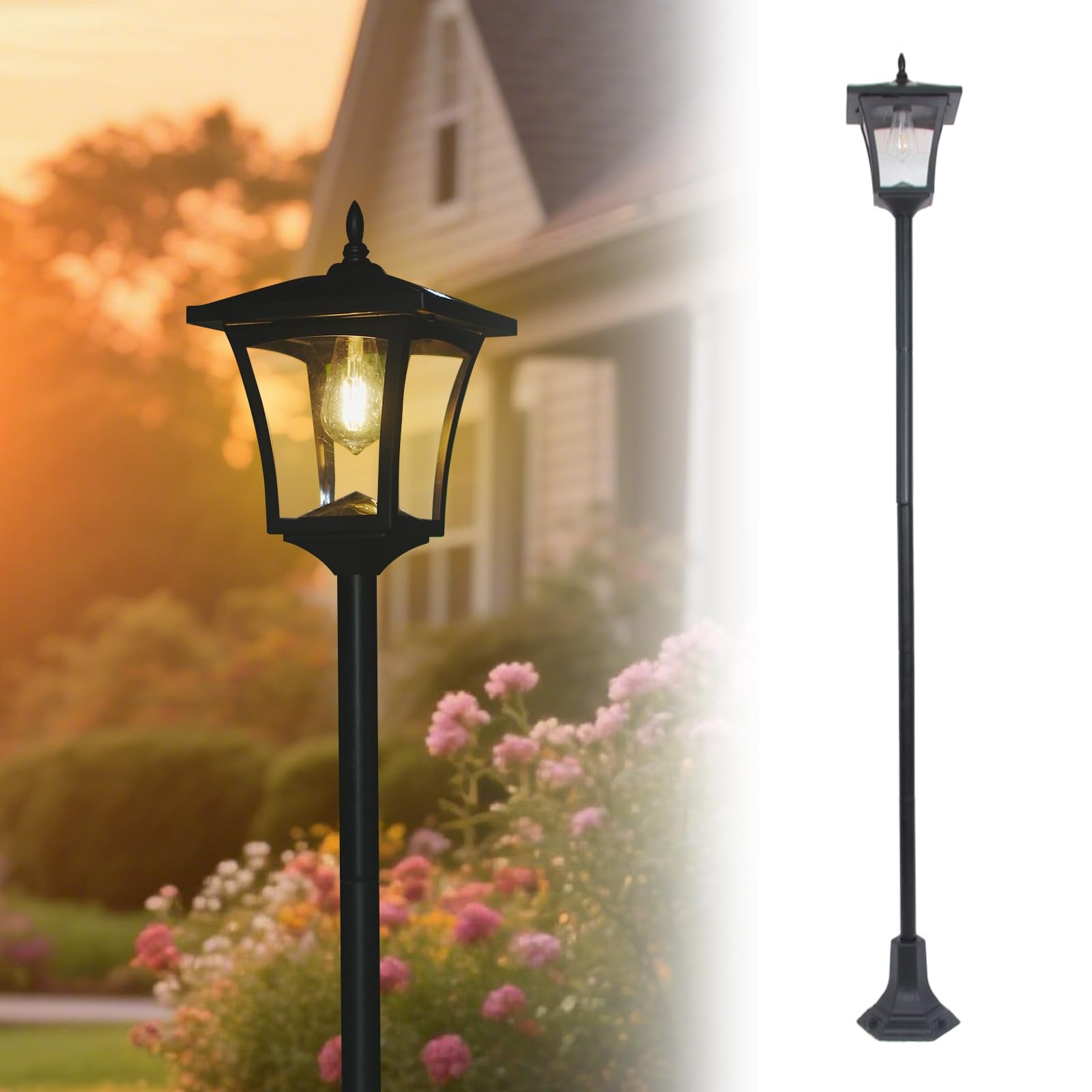 LEOKED 63 Solar Lamp Post Light,Outdoor Waterproof Solar Post Light,Garden Lights for Backyard, Pathway, Patio,Lawn, Driveway De