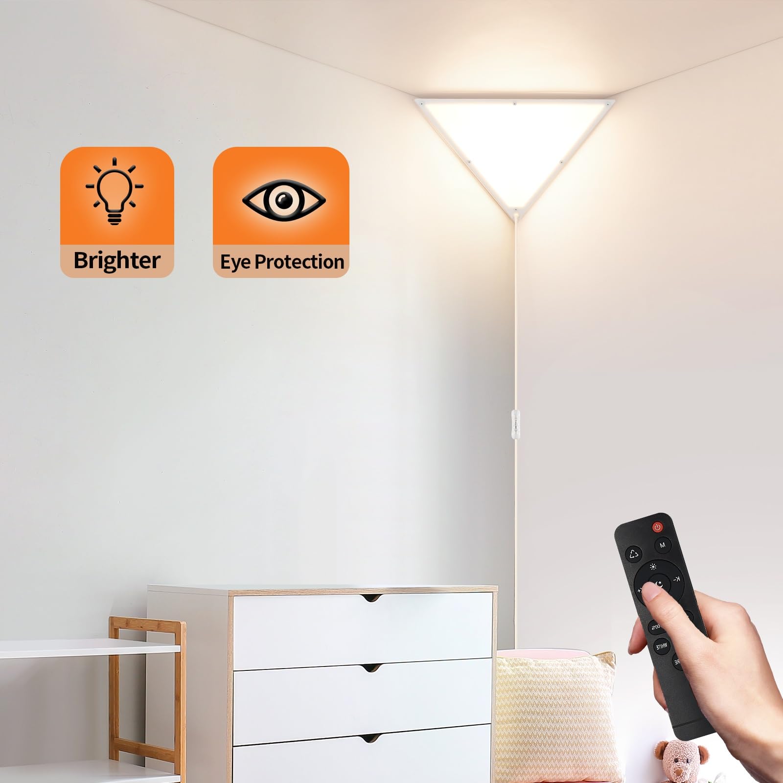 Zlierop Upgraded Corner Light With Remote Control, Dimmable Corner Lights For Living Room, Corner Lamp With 10 Ft Cord, Brighter