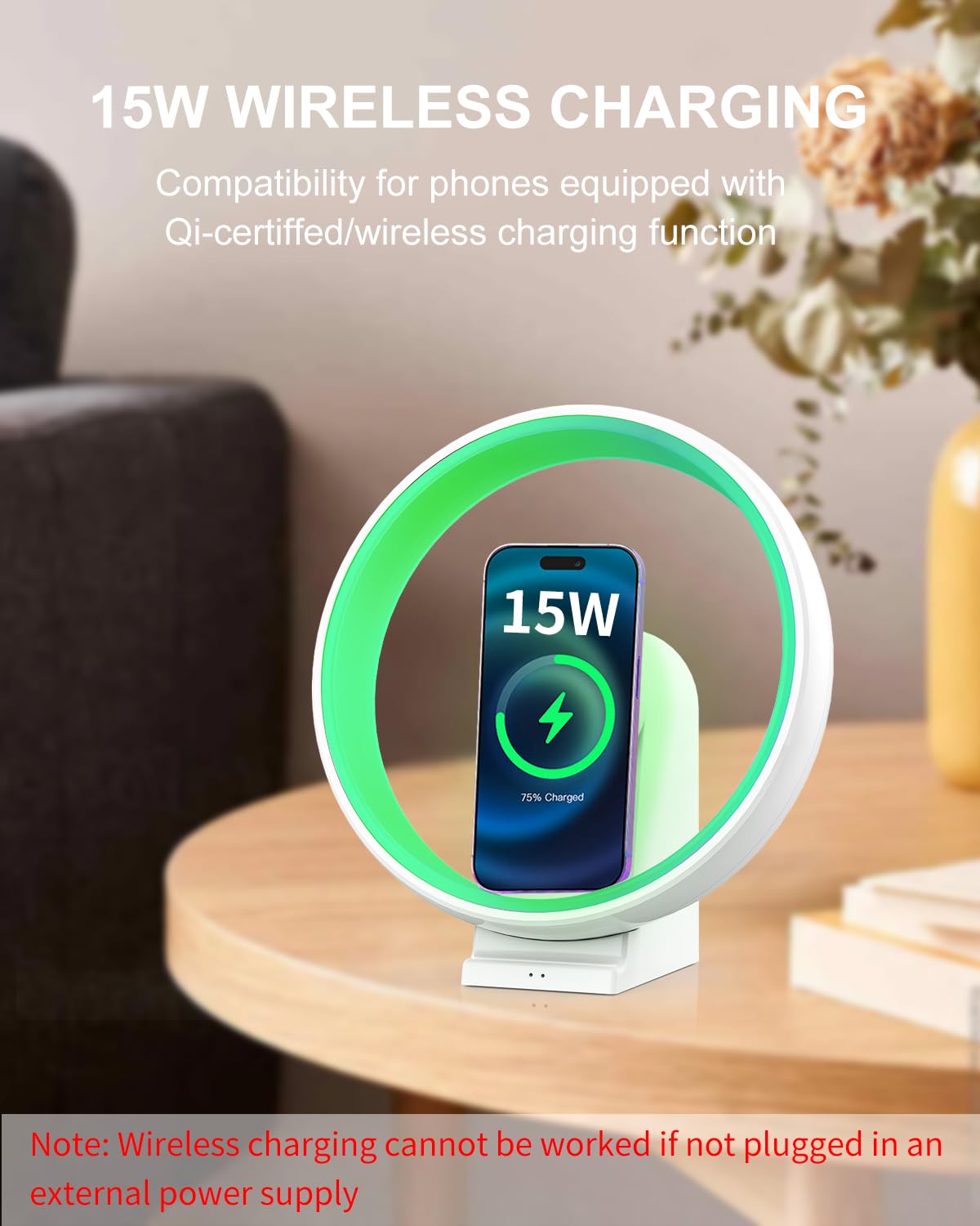 Pluwel Wireless Charging Night Light, Bluetooth Speaker With Portable Charging Bedside Lamp, 3000Mah Built In Battery, Kids Gift