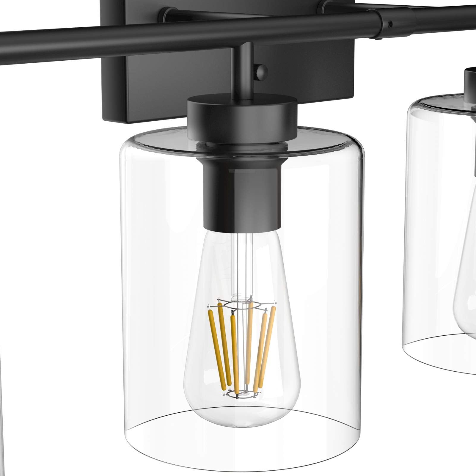 Aipsun Black Bathroom Vanity Light Fixture - 4 Lights, Clear Glass Shades, 31 Inch, Model 2083-4T