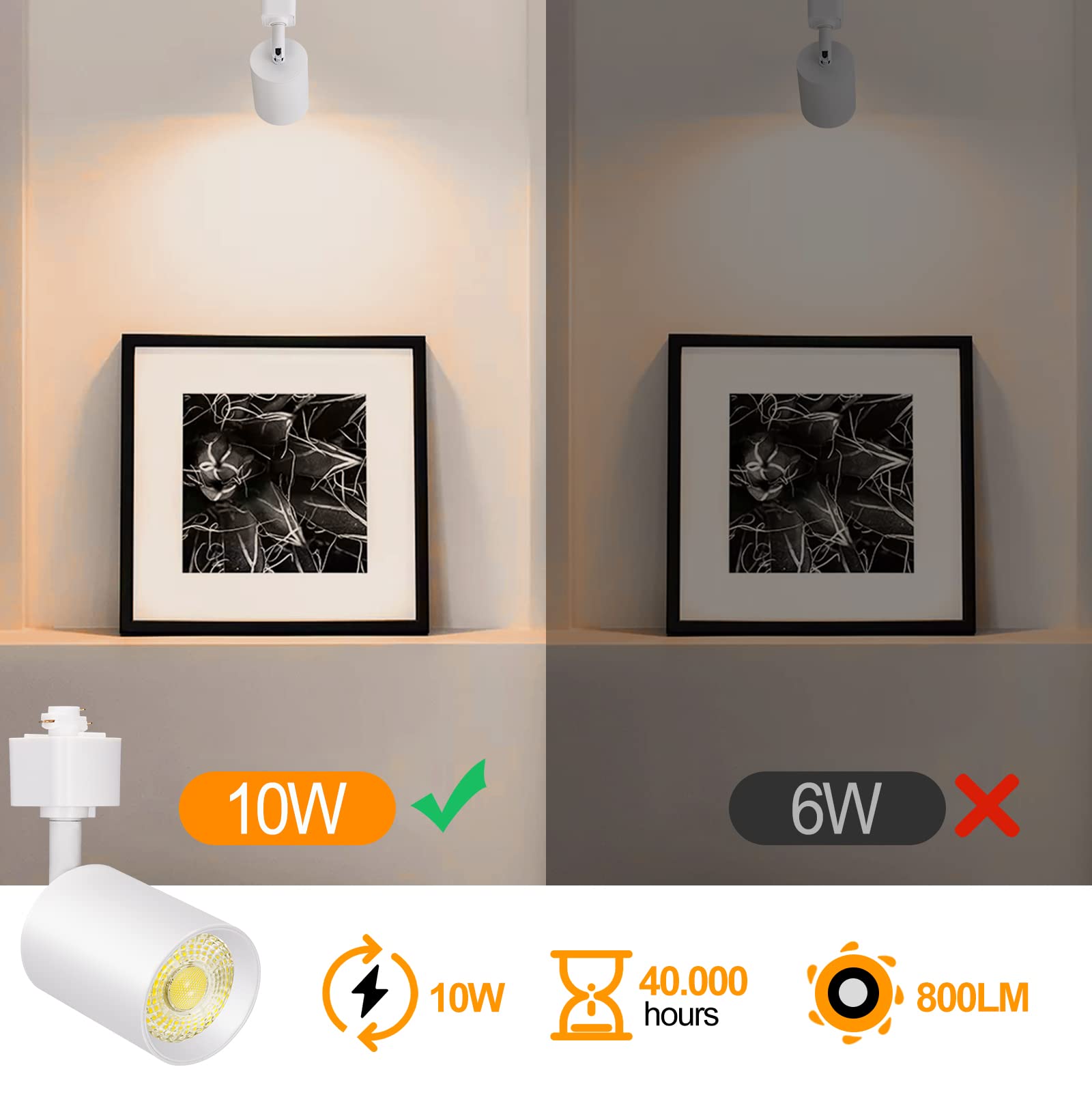 VANoopee 12-Pack 10W Dimmable LED Track Lighting Heads 4000K White Aluminum Fixtures Model 596e2427