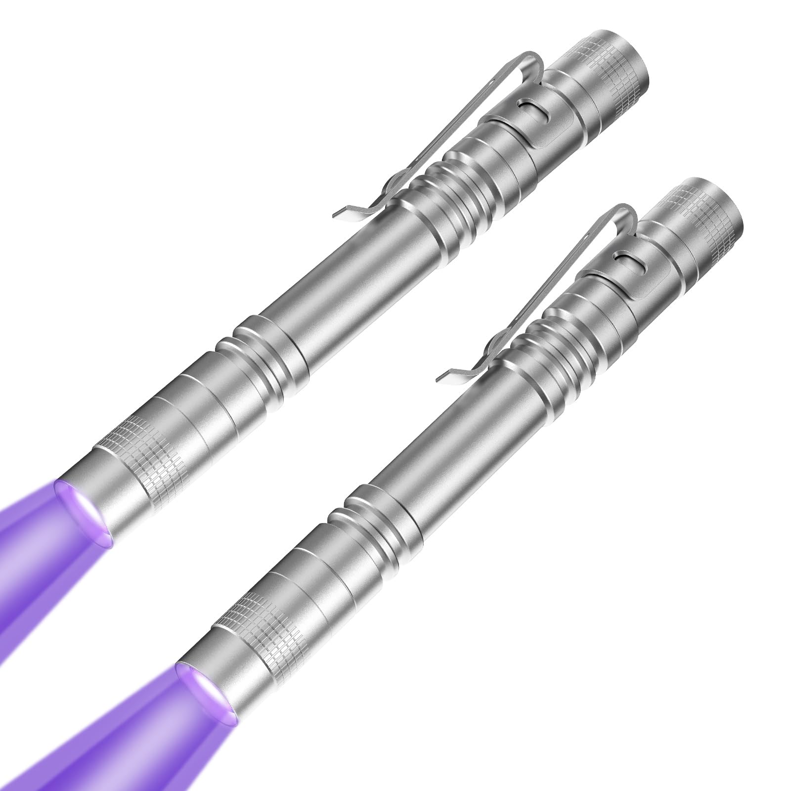 COSOOS UV Flashlight 2 Pack, 395nm Mini Pen Light, Waterproof, Silver