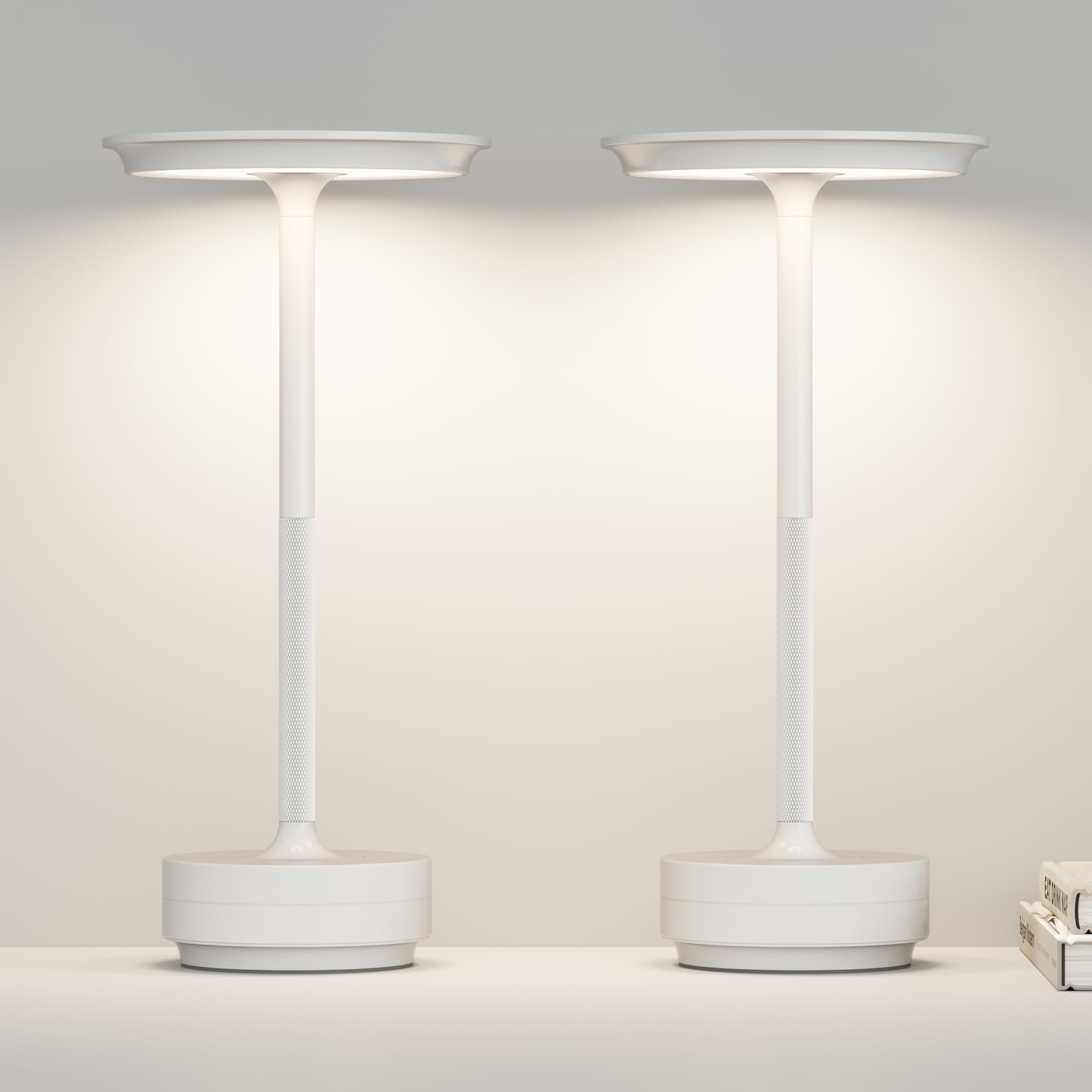 ZTFLOS Table Lamp Table Lamps 2P Wihte Cordless Rechargeable Portable LED 5000mAh 3-Level Brightness Memory Function Battery Operated Restaurant Cafe