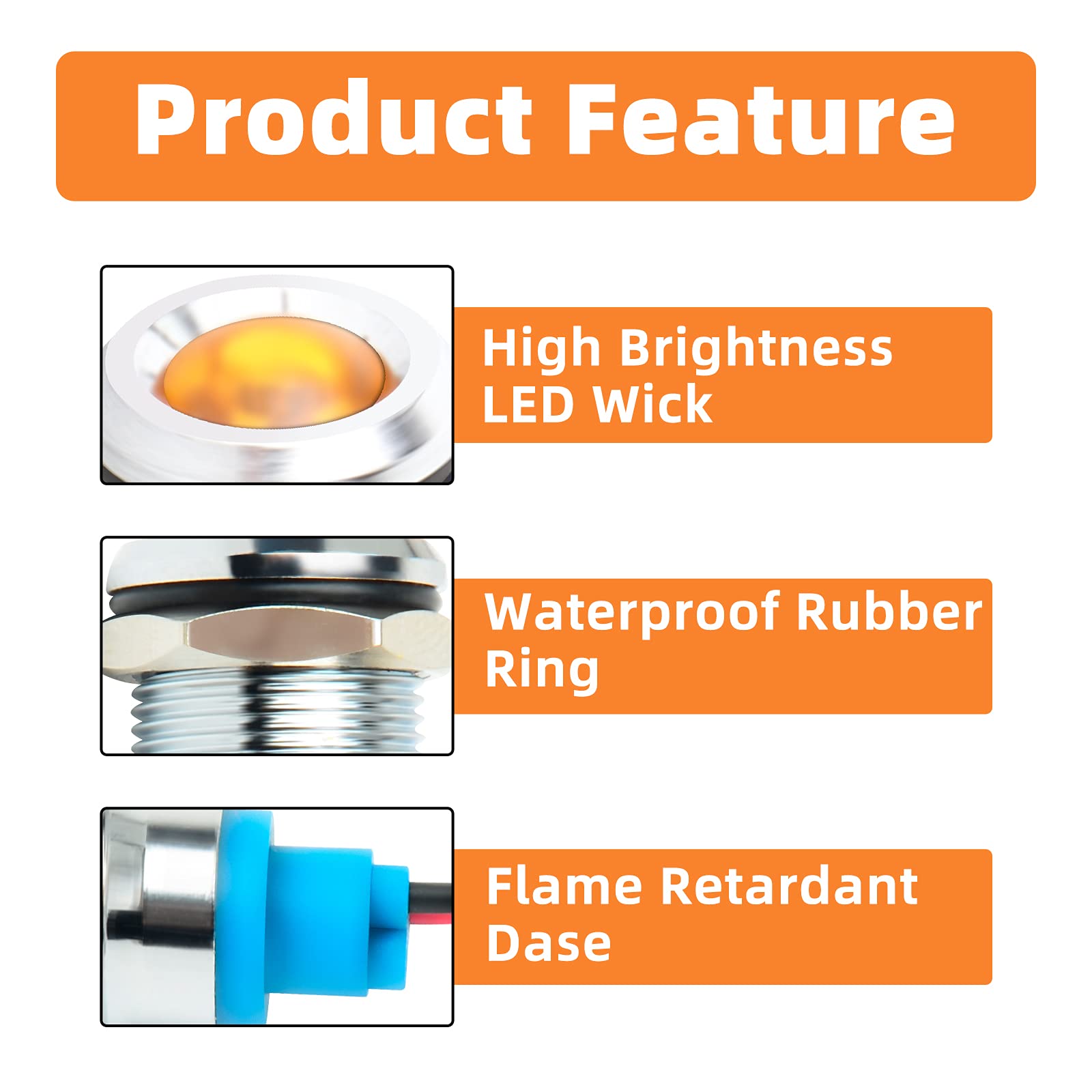 Gasher 110V/24V/12V 20Ma Energy Saving Indicator Light Mounting Hole Size 12Mm(1/2 Inch) Green Yellow Red Blue White 5 Pcs (12V)