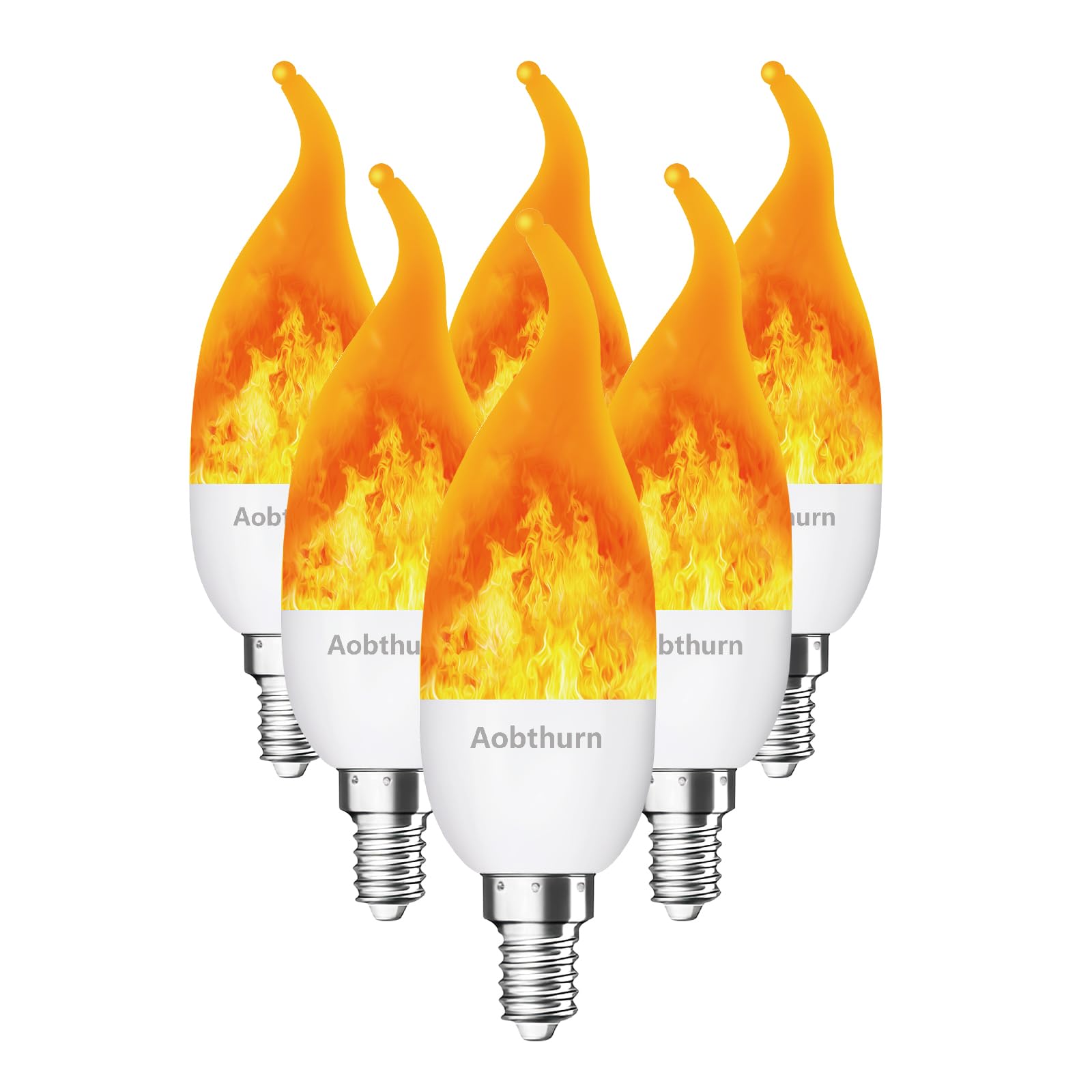 Aobthurn Flame Light Bulbs, 3 Modes Led Flame Effect Light Bulb, E12 Base Flickering Light Bulb With Gravity Sensor, Flickering 
