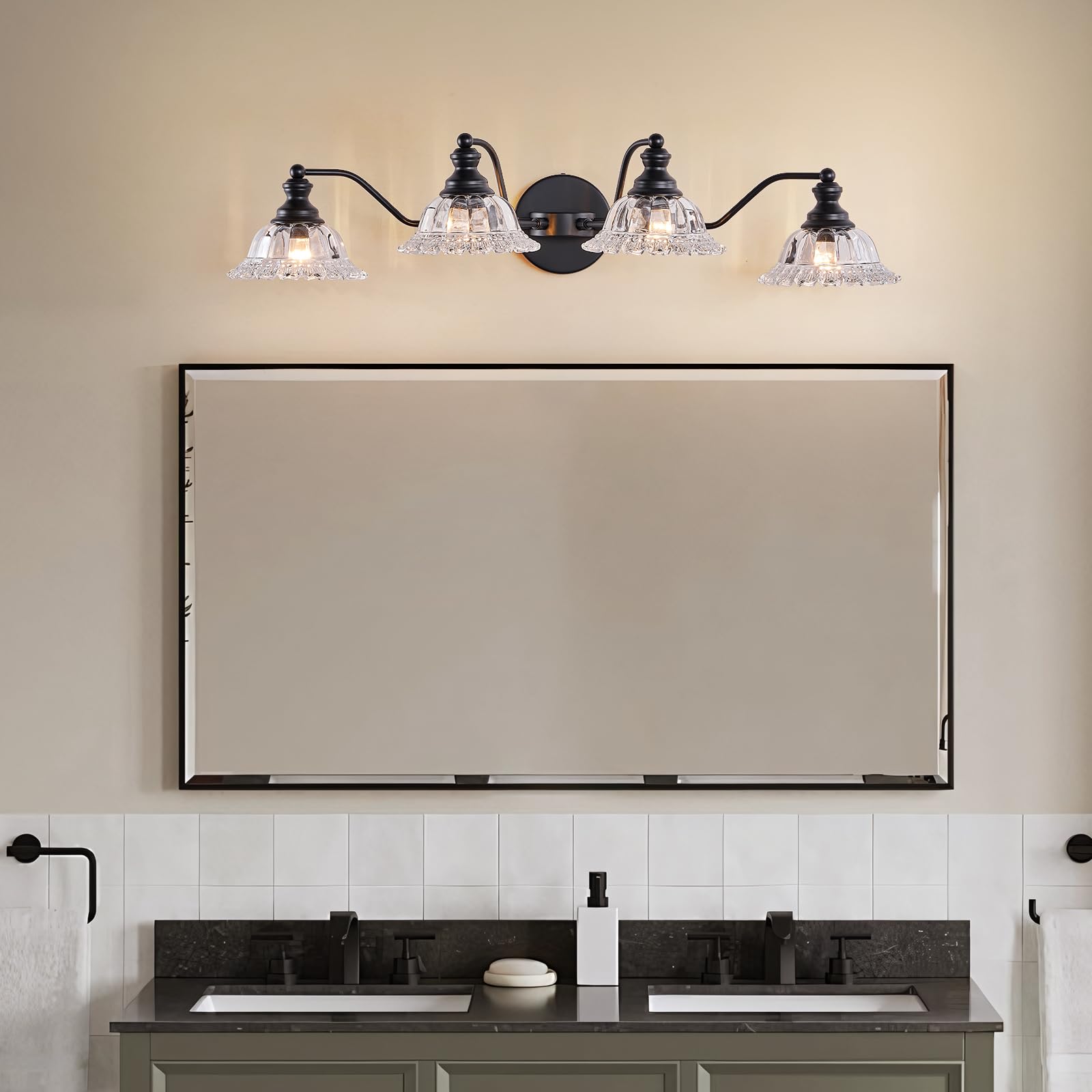 Xiedun 4 Light Bathroom Vanity Lighting Fixtures Black Vanity Light Fixture Vanity Lights For Bathroom