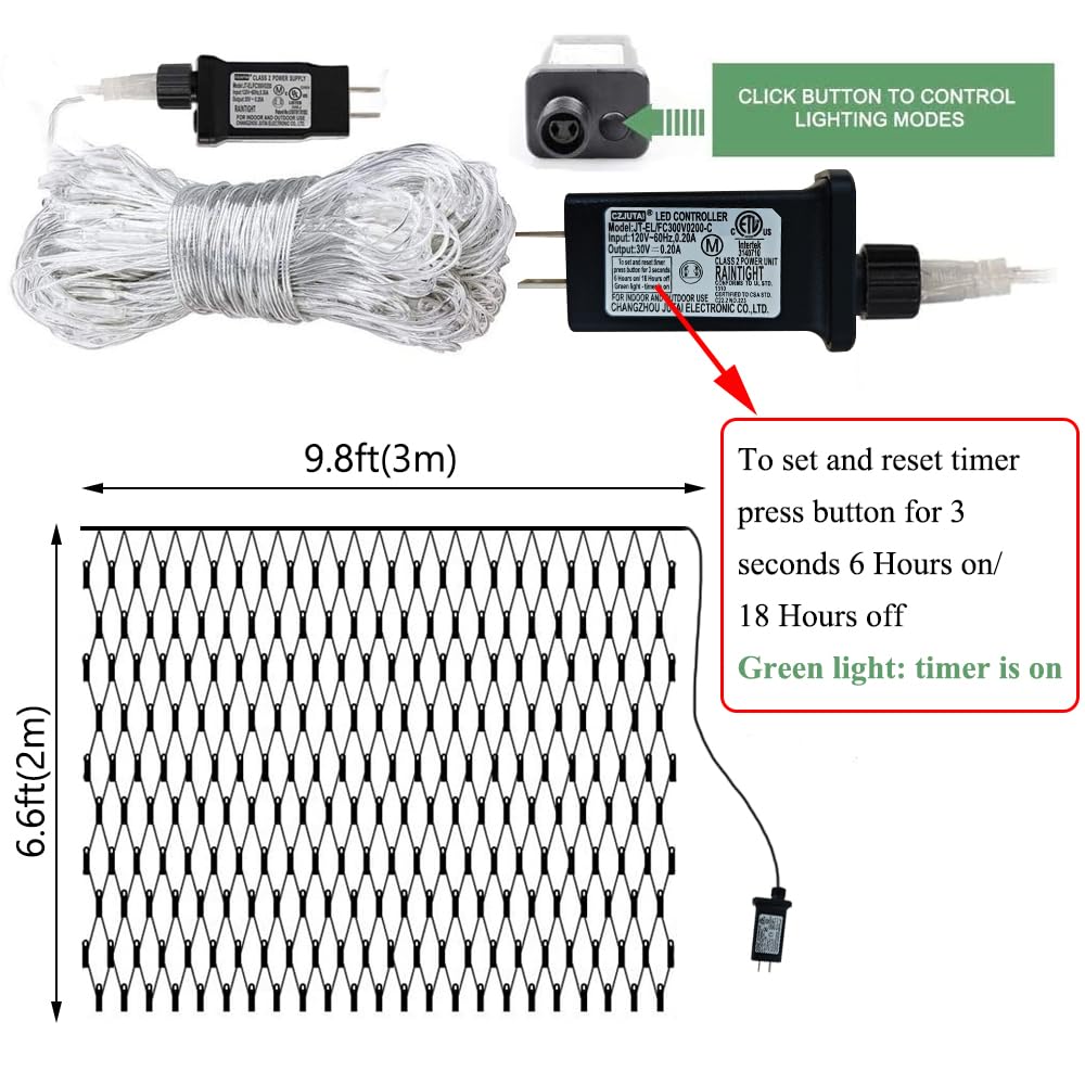 Vicila Led Net Lights Mesh Lights Green St. PatrickS Day Decor  240Led Timer Tree Warp Fairy Lights Outdoor Hanging String Light For Christmas  Garden  Walkway  Bushes Decor-9.8Ft X 6.6Ft(Green)