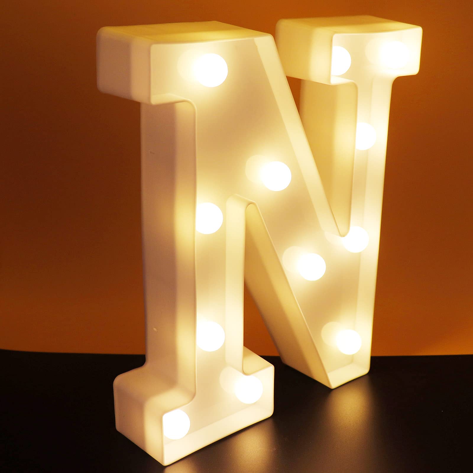 Ausaye Led Letter Lights Alphabet Light Up Sign Night Light For Home Party Wedding Decoration (N)