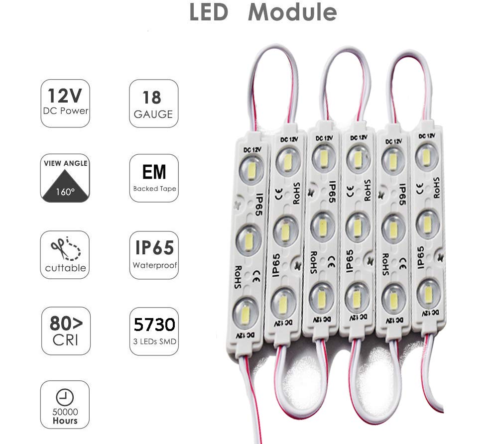 Aooyuanke Led Module, Led Windows Lights Green 100Pcs 49.8 Ft 5730 Smd 150Lm Per Led Module Ip65 Waterproof Decorative Light For