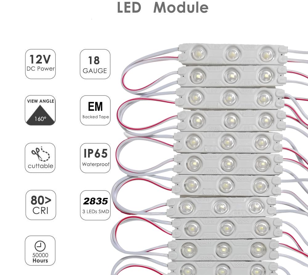 Aooyuanke Storefront Light 200Pcs Led Module For Signs White 6500K 1.2W 12V Dc 2835 Smd 3 Led Window Light Waterproof For Letter