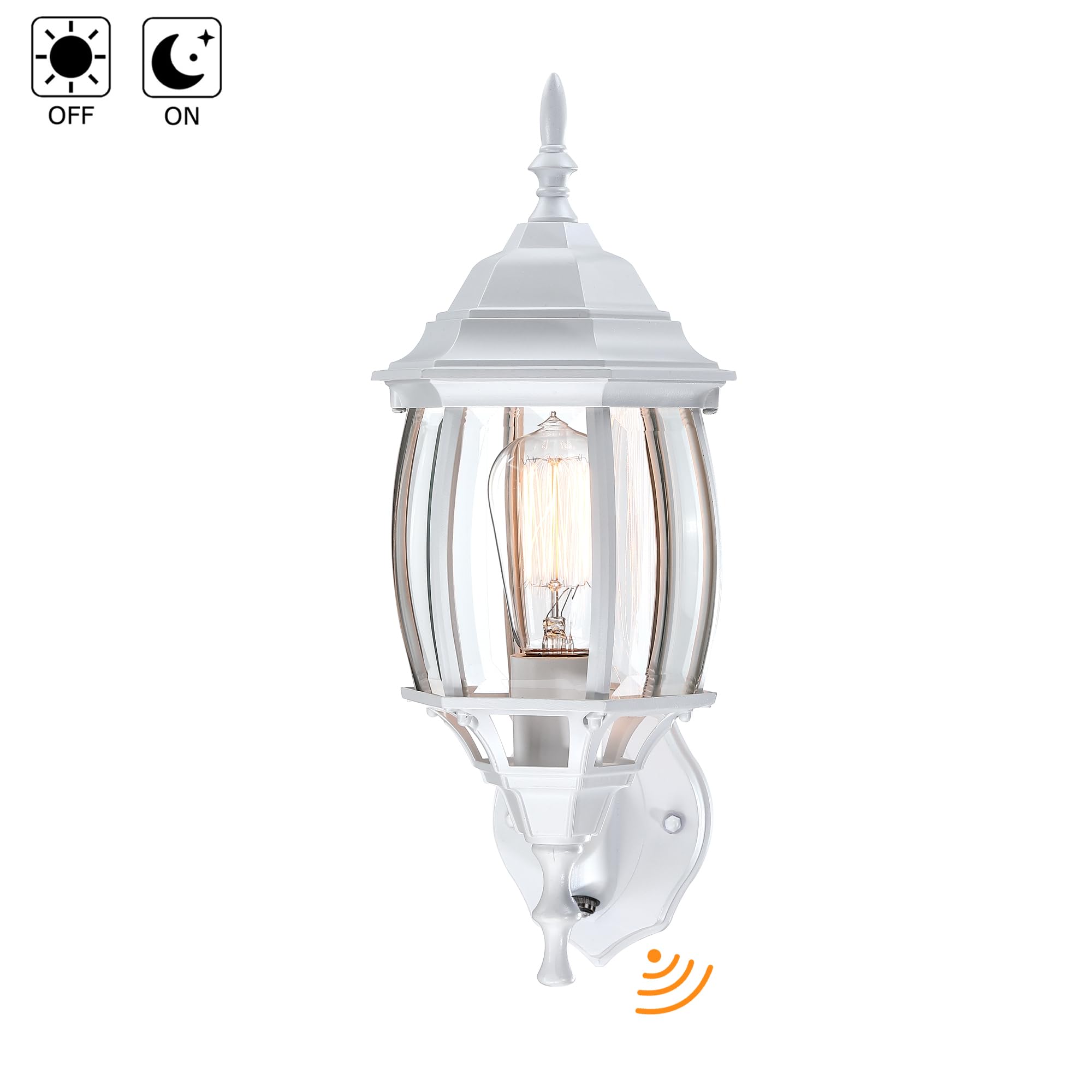 Faymart Lighting 16.8 Inch White Outdoor Wall Lights Dusk To Dawn  Outside Wall Sconce For House White Dusk To Dawn Sensor Outdoor Light For Front Door Porch Sconce With Vintage Design E26