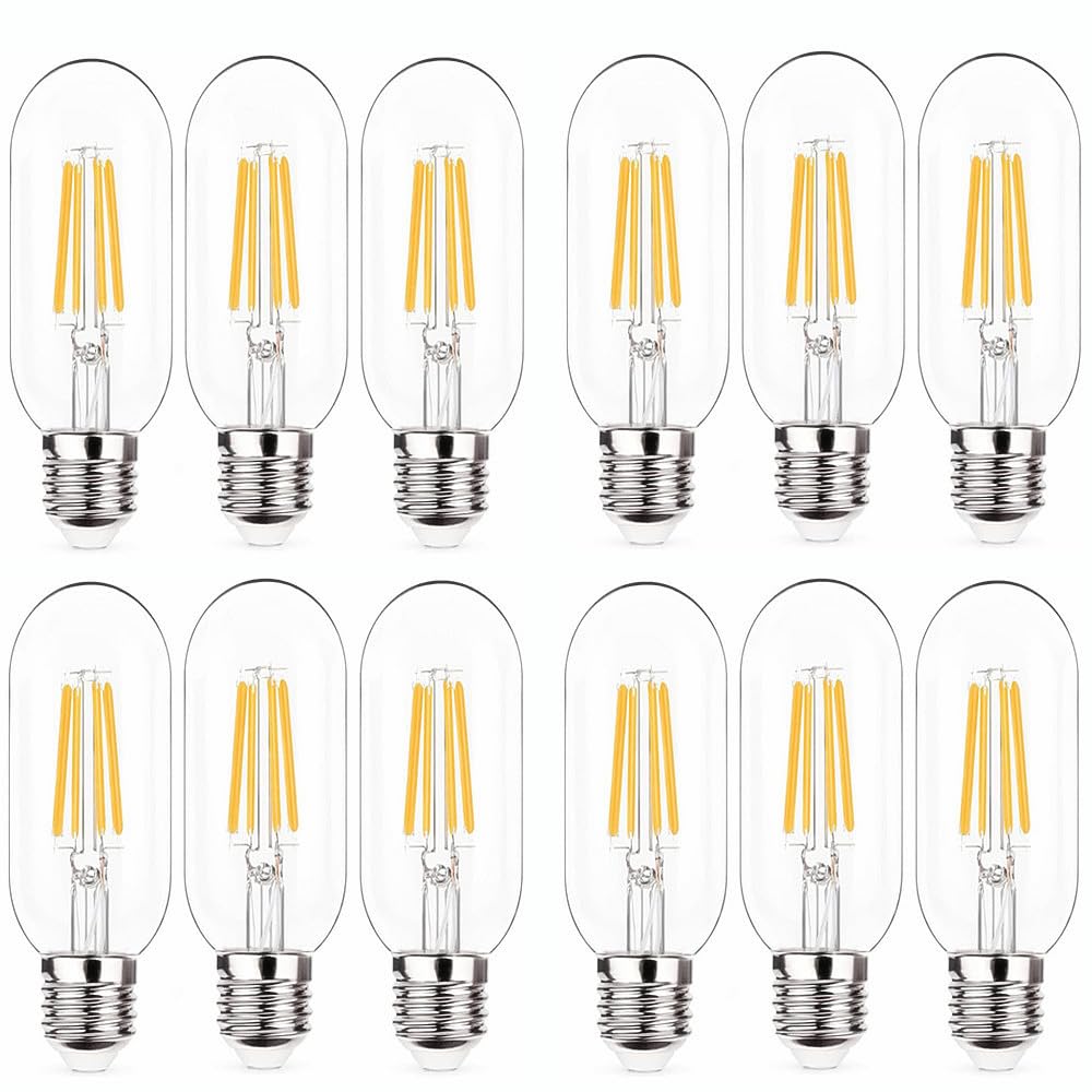 Notoc E26 Led Light Bulb 4W,Equivalent 40W,E26 Tubular Light Bulb Non Dimmable Daylight Warm 4000K,Antique Clear Edison Filament
