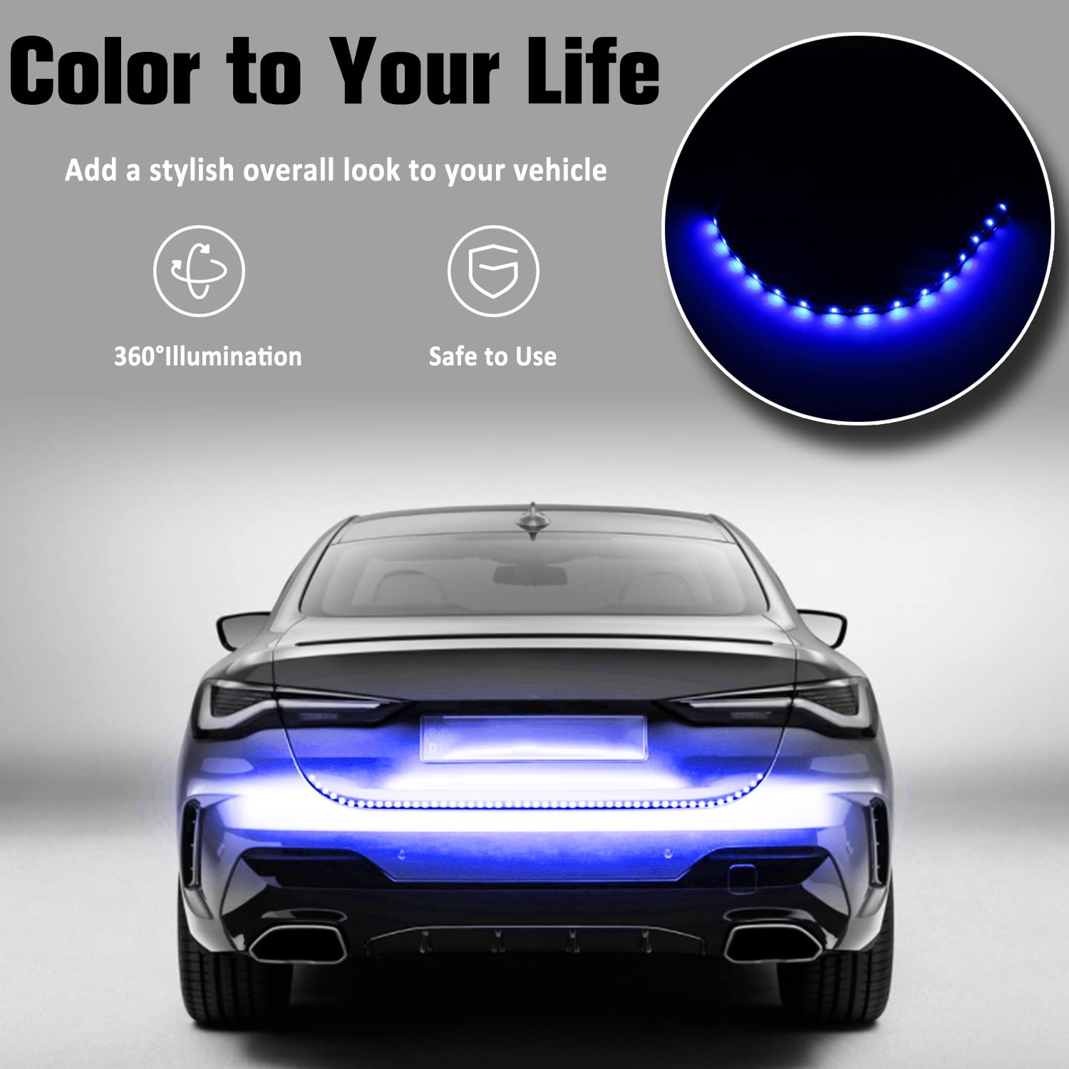 Pesic 10X Dc12V 30Cm 15 Smd Led Car Truck Flexible Waterproof Light Strip Blue