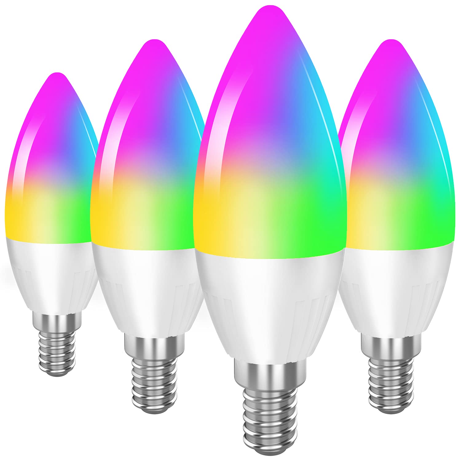 Dogain Smart Led Light Bulb, Wifi Color Changing, E12 Base, Dimmable, 4 Pack, Works With Alexa