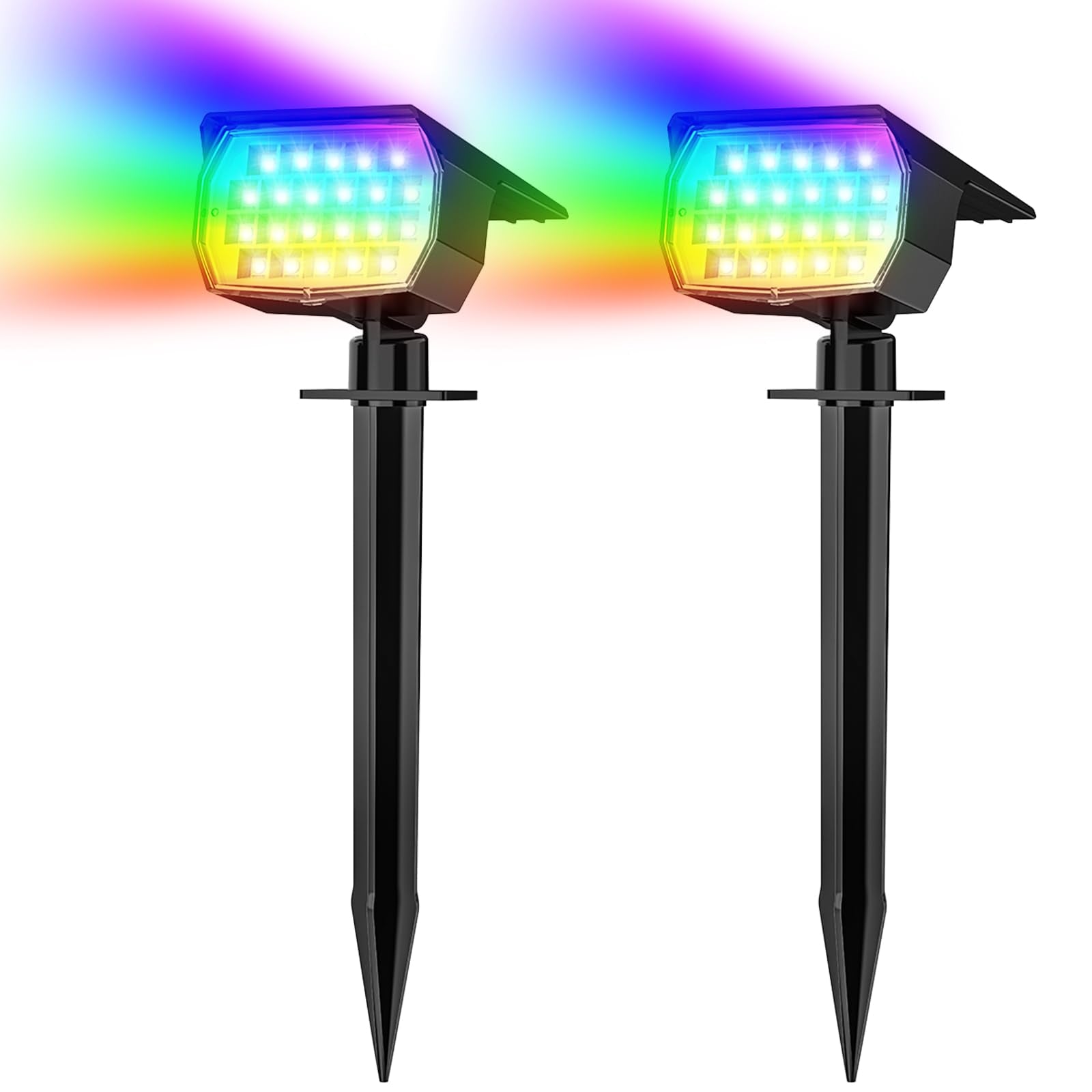 WENATY Solar Spot Lights Outdoor Color Changing, [7 Mode/2 Pack] Christmas Landscape Spotlights, Solar Lights Outdoor Waterproof